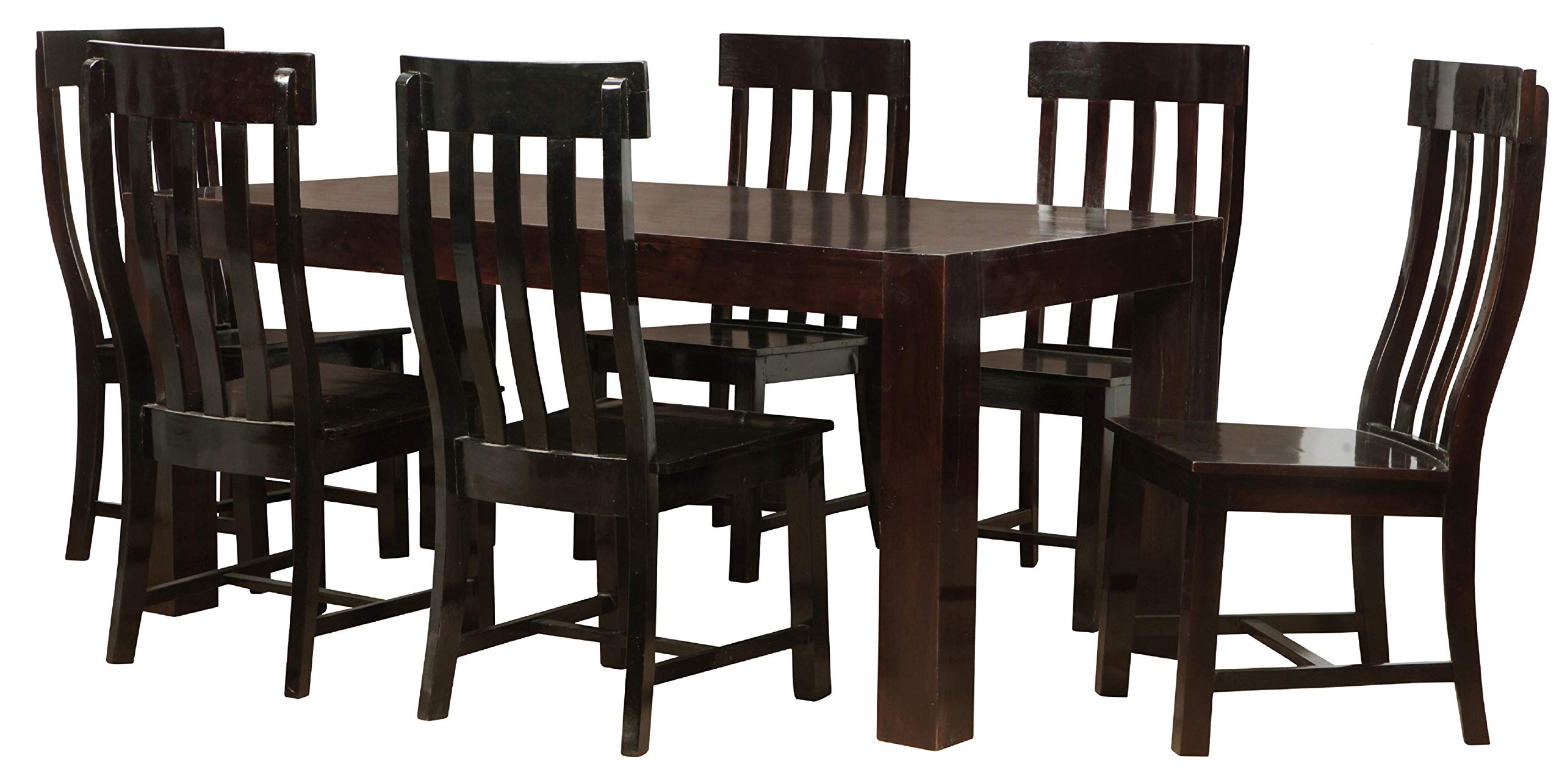 NSH Sheesham Wood Gerade 6 Seater Dining Table with 6 Chair for Dining Room Wooden Dining Room Set for Home & Living Room Furniture (Walnut Finish)