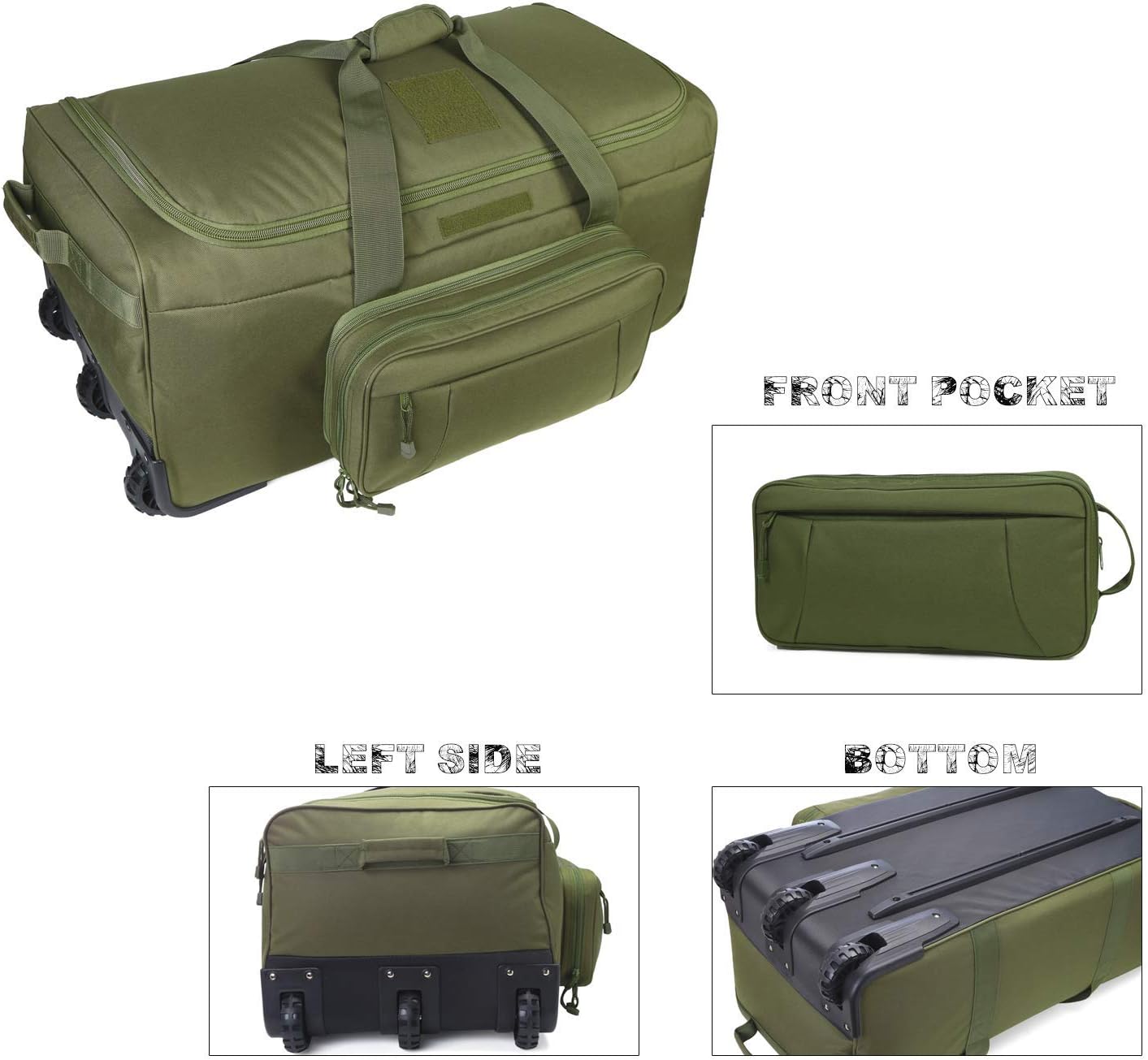 Heavy-Duty X-Large Military Tactical Wheeled Rolling Duffel Trolley Bag For Deployment Traveling Camping Sporting - Image 3