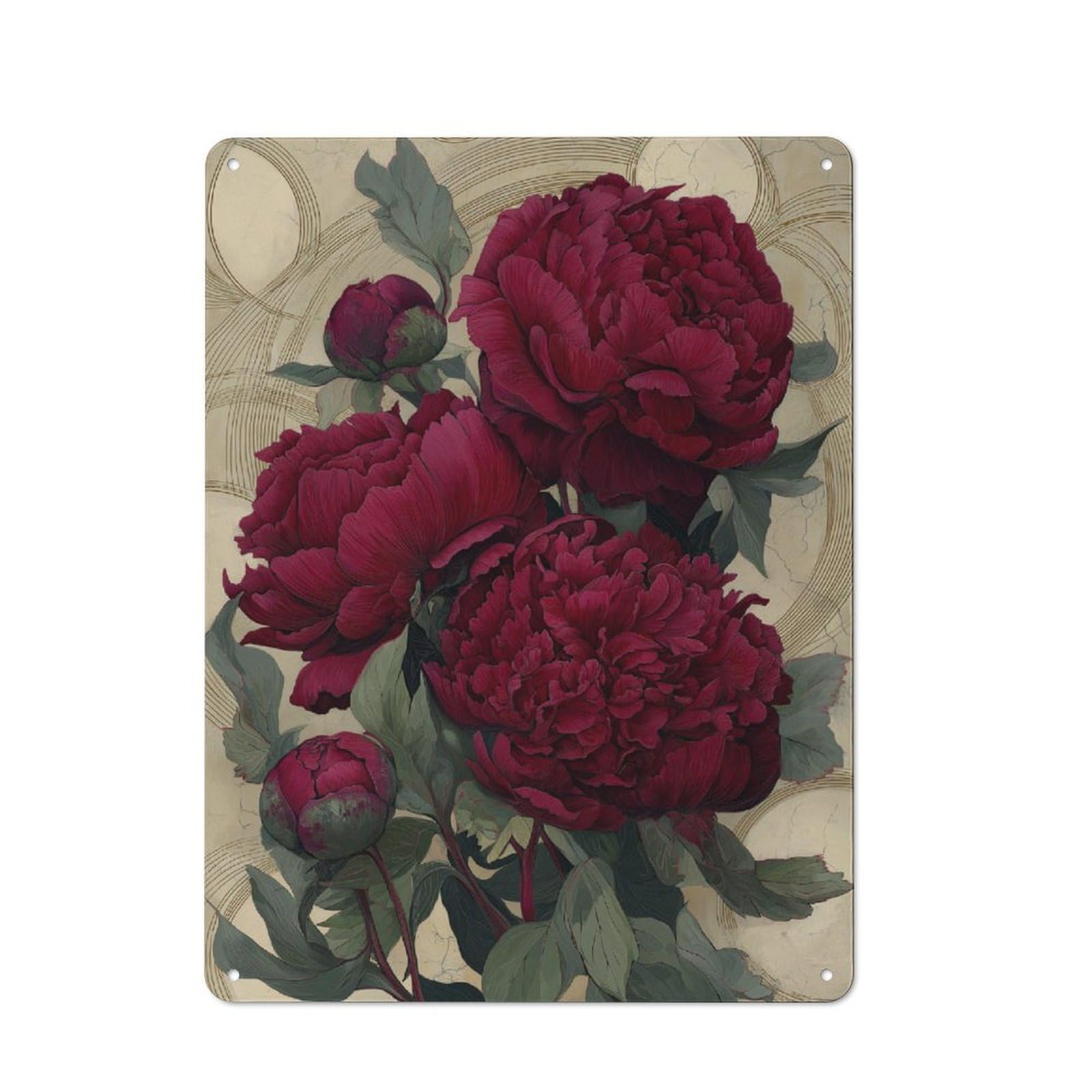 Junmoney Velvet Peonies For Garden Room Or Summerhouse, Vintage Tin Sign 40X30cm, For Display In Garden Rooms And Summerhouses
