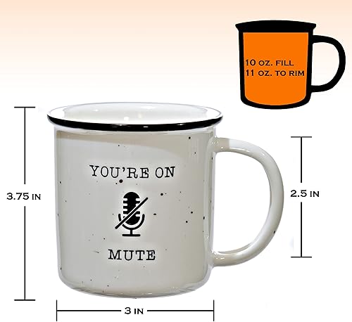 Miniatura 3 de MAINEVENT Taza de café de cerámica con texto en inglés "You're On Mute", taza de café de 11 onzas, tazas de café de granja, ideas de regalo, taza de