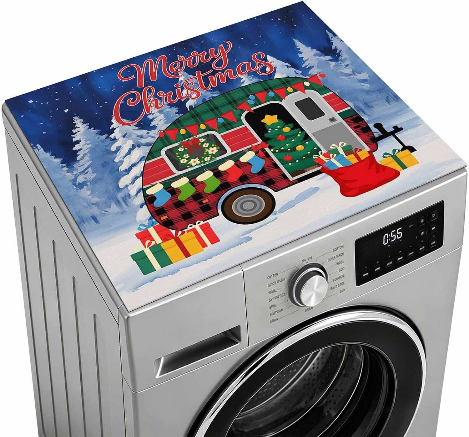 Washer and Dryer Covers for the Top, Merry Christmas Decorative Washing Machine Protector Mat, Non Slip Dryer Top Cover for Laundry Room, Xmas Tree Camper Van Winter Gifts 23.6" x 19.7" (Pack of 1) image 2
