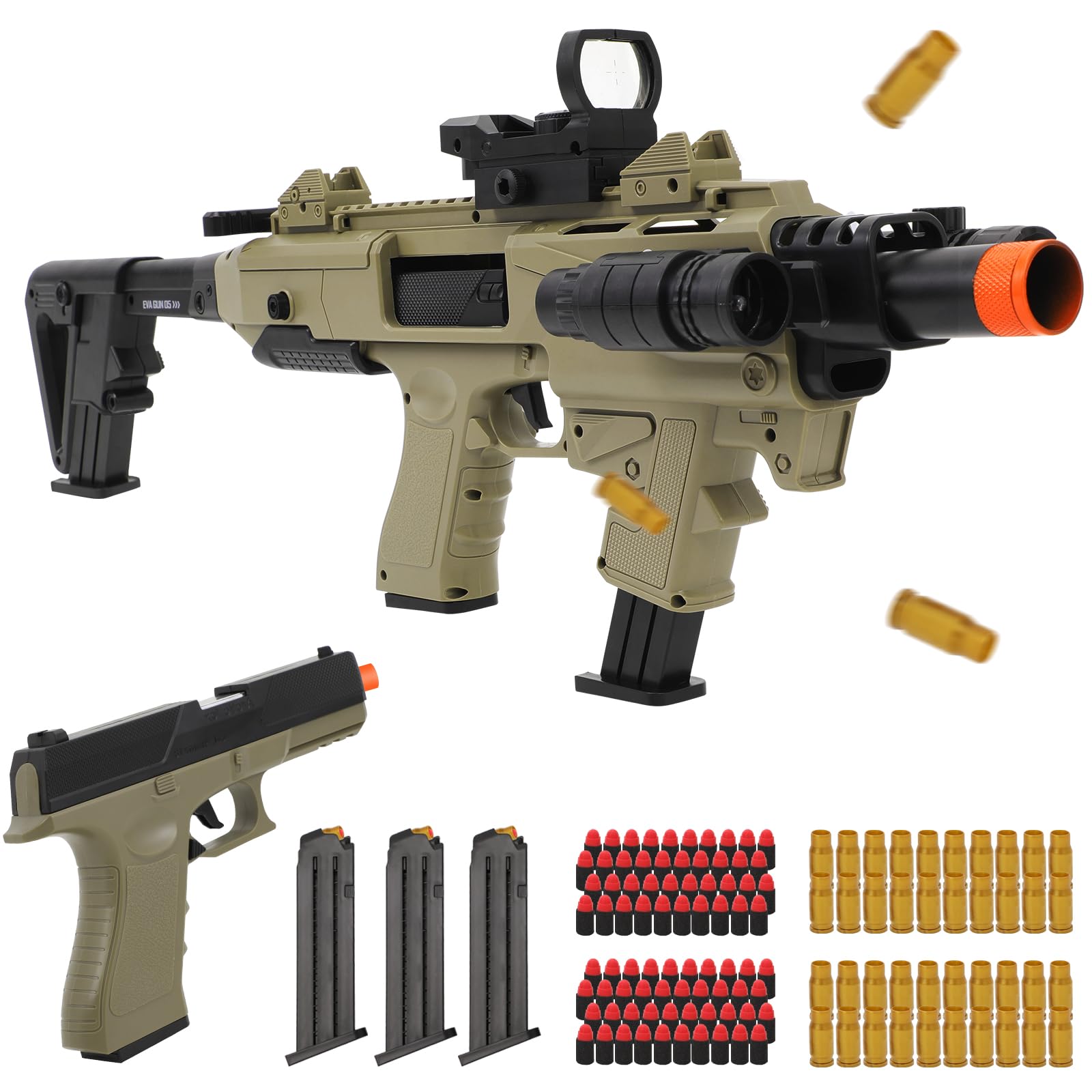 Two Modes Toy Gun Sniper Rifle with Shell Ejecting Realistic Soft Bullet Toy Guns with 80 Soft Bullets 40 Shells Outdoor Shooting Games Christmas Halloween Birthday Gifts