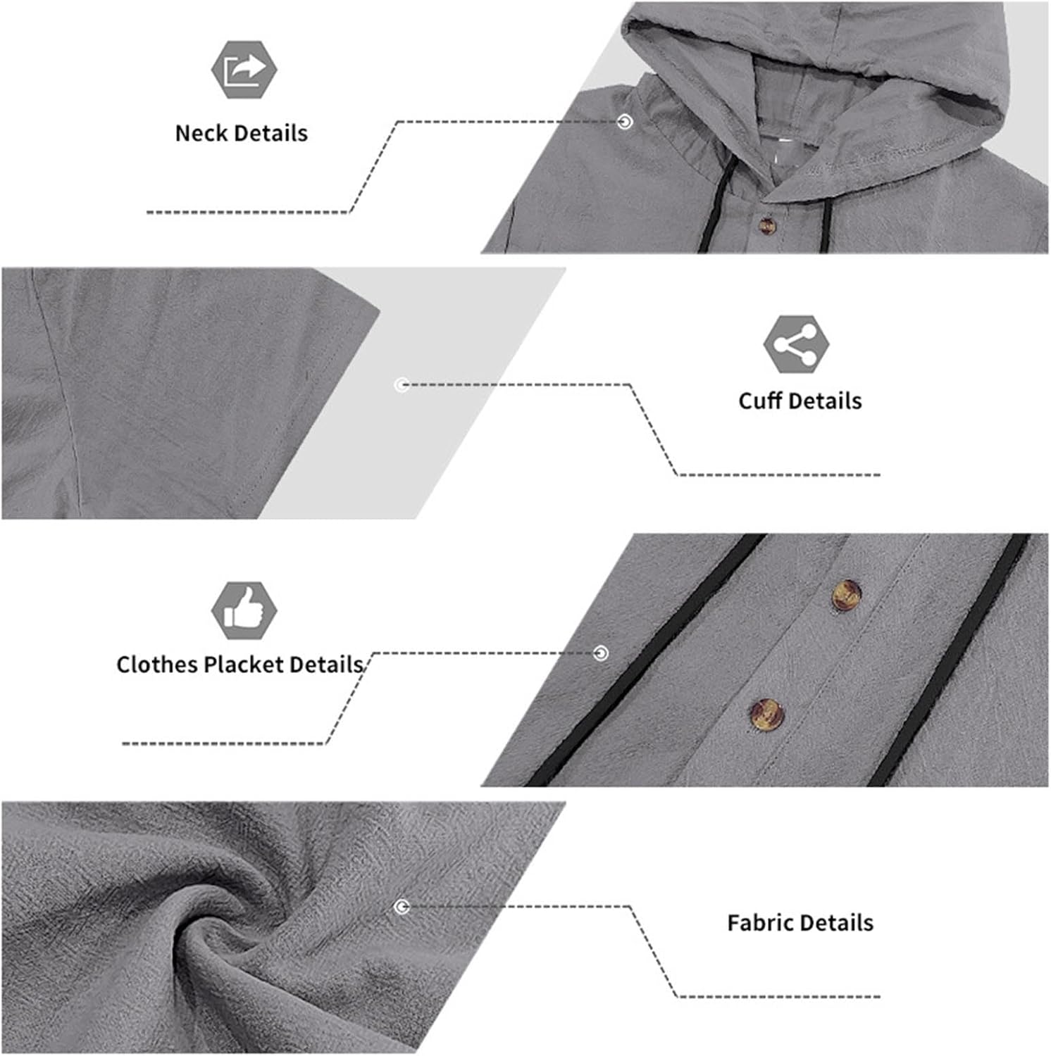 Cambkatl Men's Cotton Linen 2 Piece Outfits Lightweight Pullover Loose Button Up Short Sleeve Hoodie Beach Pants Lounge Sets