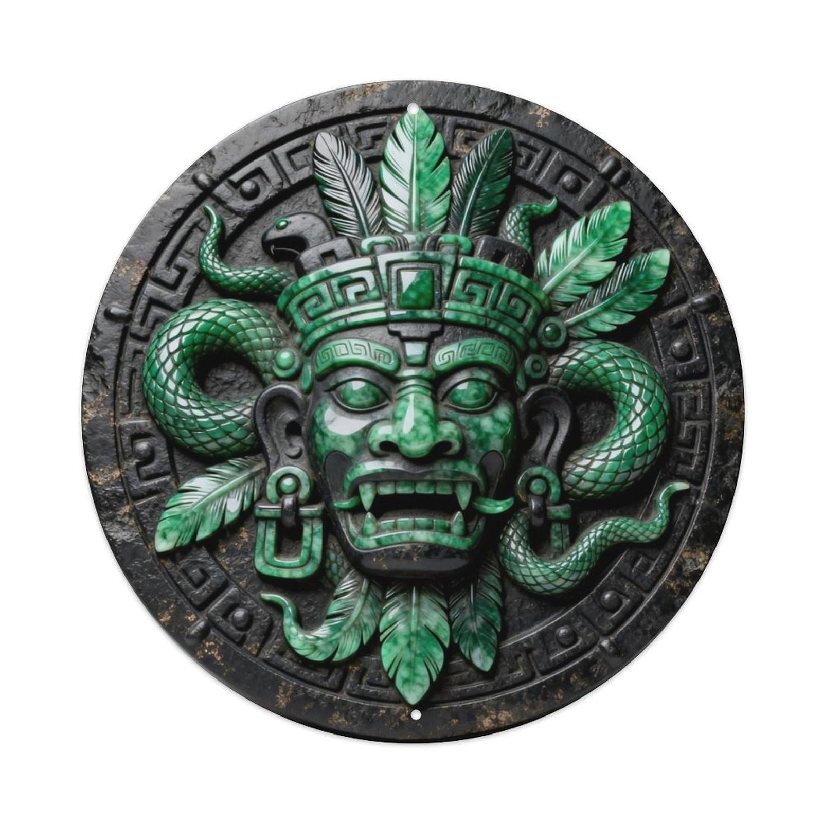 Maya Quetzal Jade Feather Serpent Metal Tin Sign Plaque