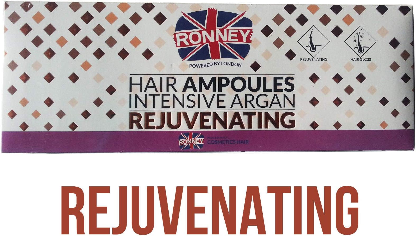 Ronney Rejuvenating Ampoules with Intensive Argan Hair Care Gloss Nourish Treatment for Dry Hair 12x10ml