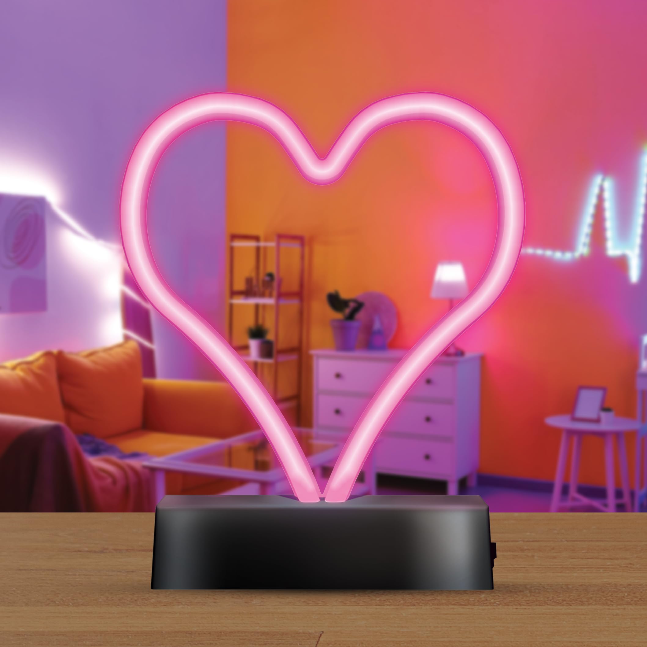 LEDランプ cartoon lamp heart InnoVibe Pink Heart Neon LED Lamp, Battery Powered Neon Table Lamp