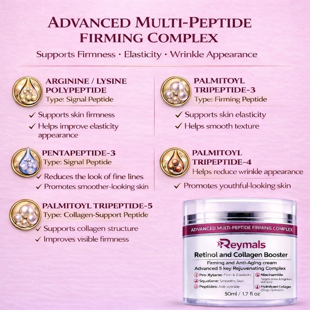 Retinol & Collagen Multi-Peptide Face & Neck Cream - Anti-Aging Firming Moisturizer with Pro-Xylane, Niacinamide, Hydrolyzed Collagen & Squalane, 1.7 fl oz - Image 3