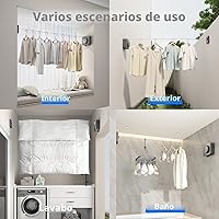 Vista 6 de Tendedero retráctil para interiores, línea de ropa para exteriores que no se hunde, línea de ropa resistente para secar la ropa, línea de lavandería
