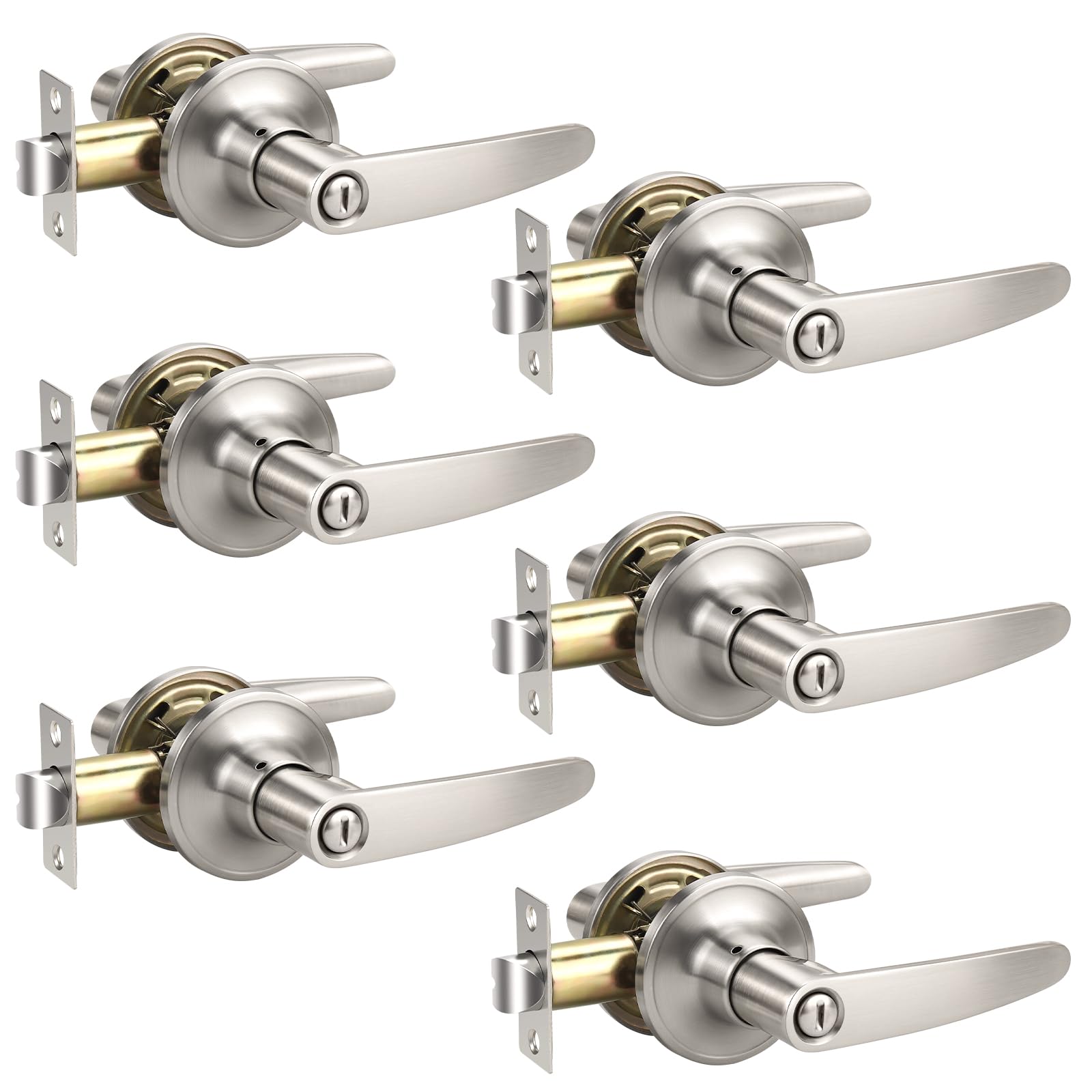 Satin Nickel Door Handles with Lock - Privacy & Security -9