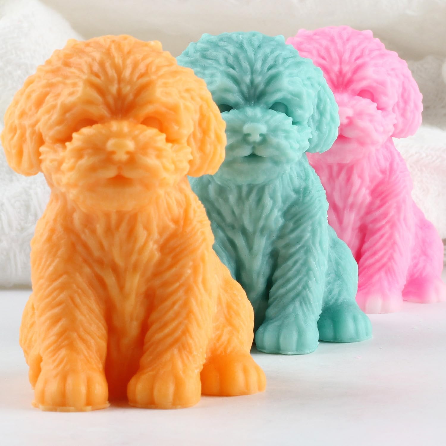 XIAOSHUI 3D Teddy Dog Mold Dog Candle Molds Animal Dog Silicone Candle Mold
