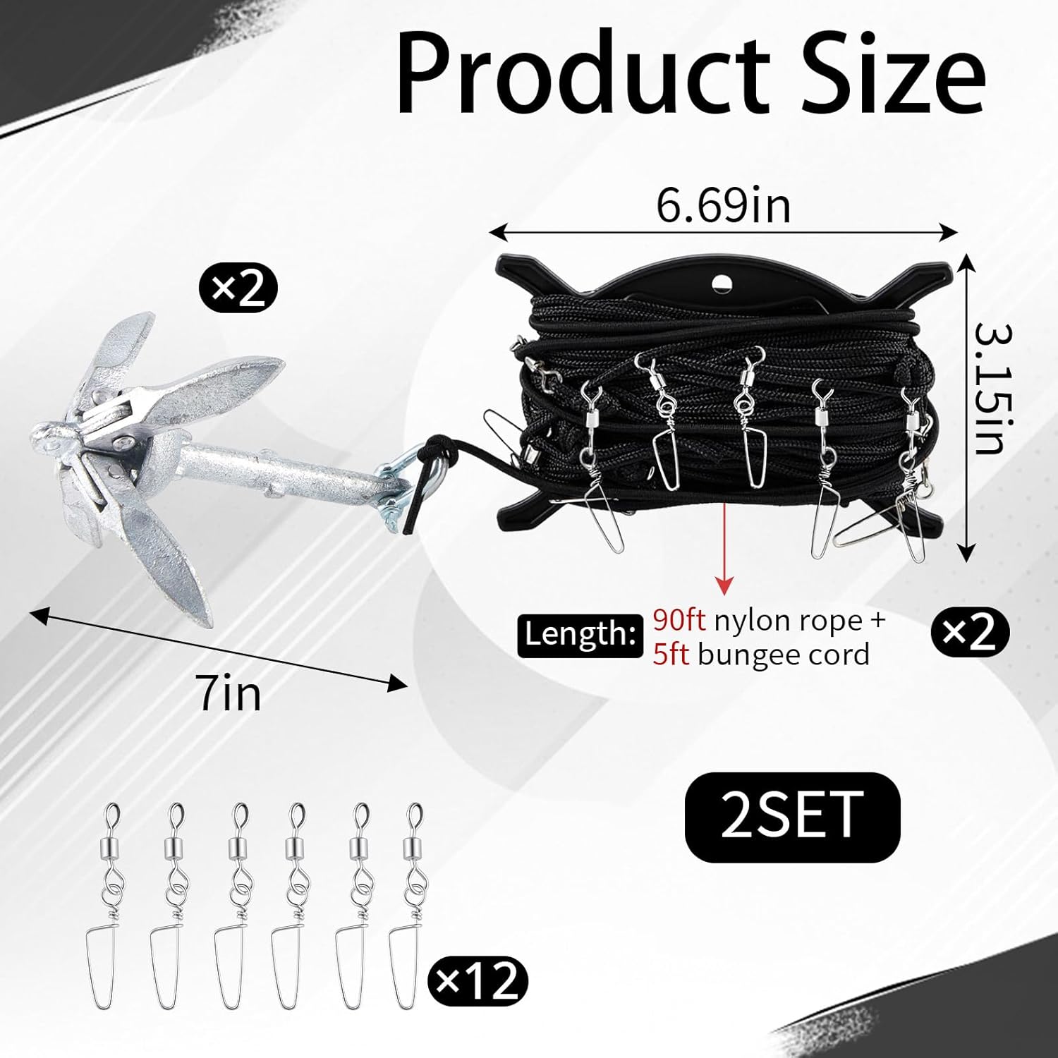 2 Pack Jerk Rig for Duck Decoys Motion Decoy Device Each Set Include 6 Drops, 90ft Nylon Cord, 5ft Bungee and Anchors for Waterfowl Hunting