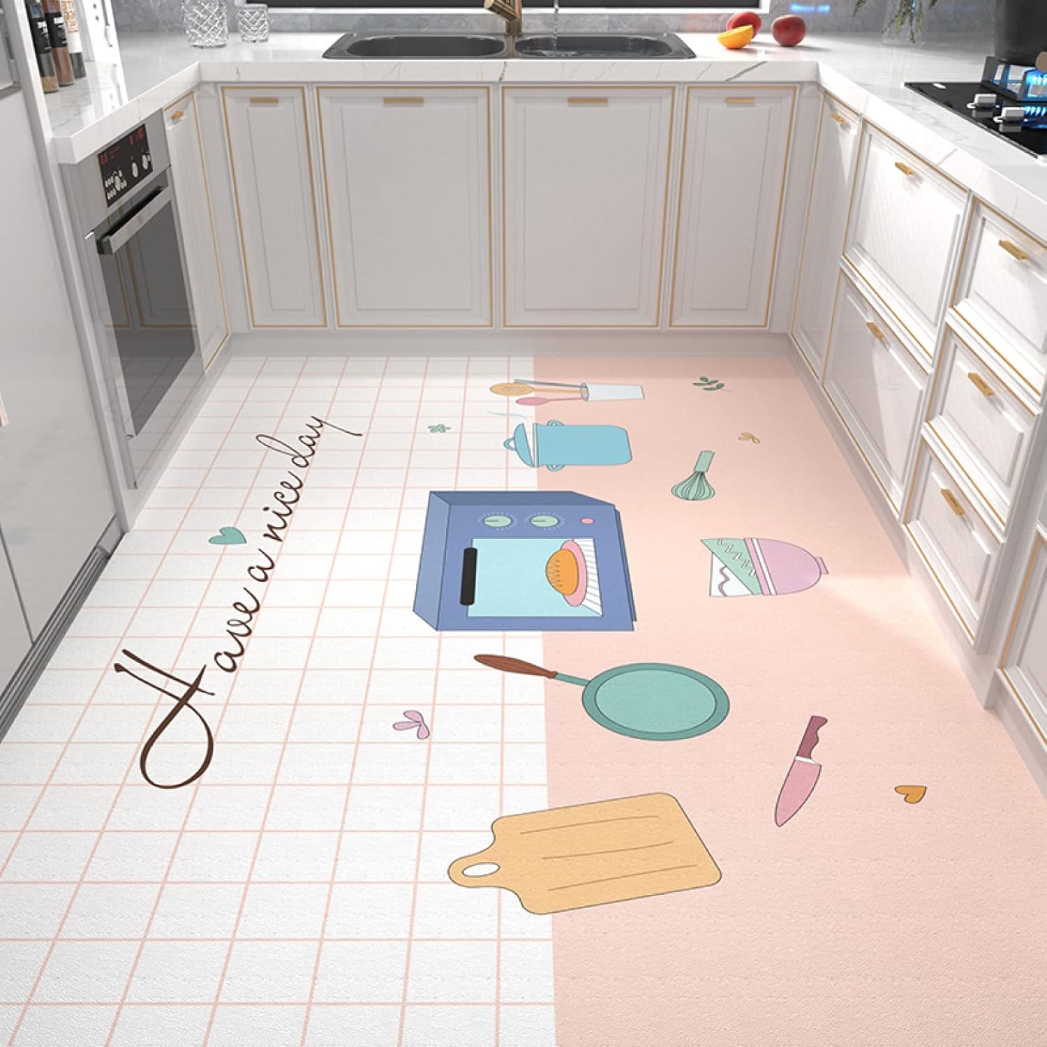 キッチンマット 台所マット 玄関マット 大きいサイズ 足ふきマット 床保護マット 滑り止め カラー 油水対策 防水 防油 60*12