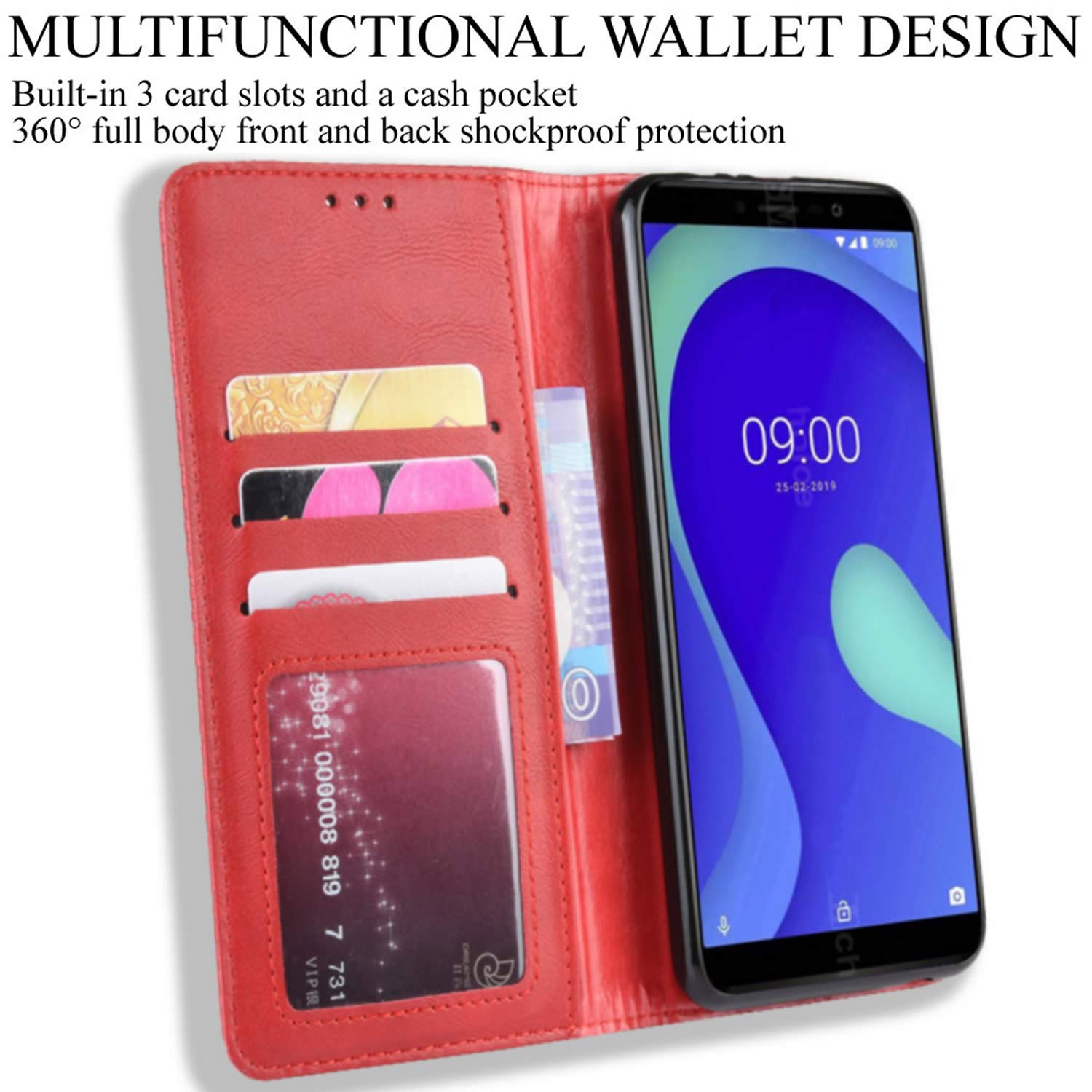 Housse Portefeuille Flip Cover Fleur Pour Wiko Y80 - Cuir Artificiel Noir/blanc - NEUVE
