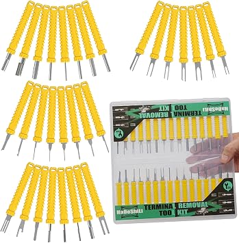 Upgrade Terminal Removal Tool Kit 31Pcs Electrical Pin Extractor Connector Depinning Tool Set for Automotive, Motorcycle, and Electronics Repair with Upgraded Storage Case, Yellow