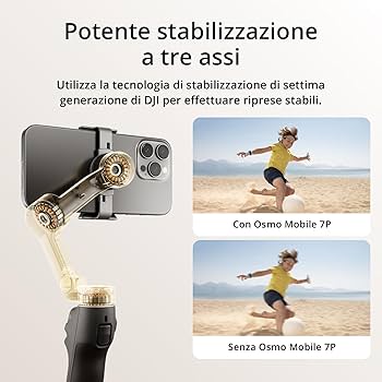 DJI Osmo Mobile 7P + Mic Mini TX (Bianco artico), Stabilizzatore