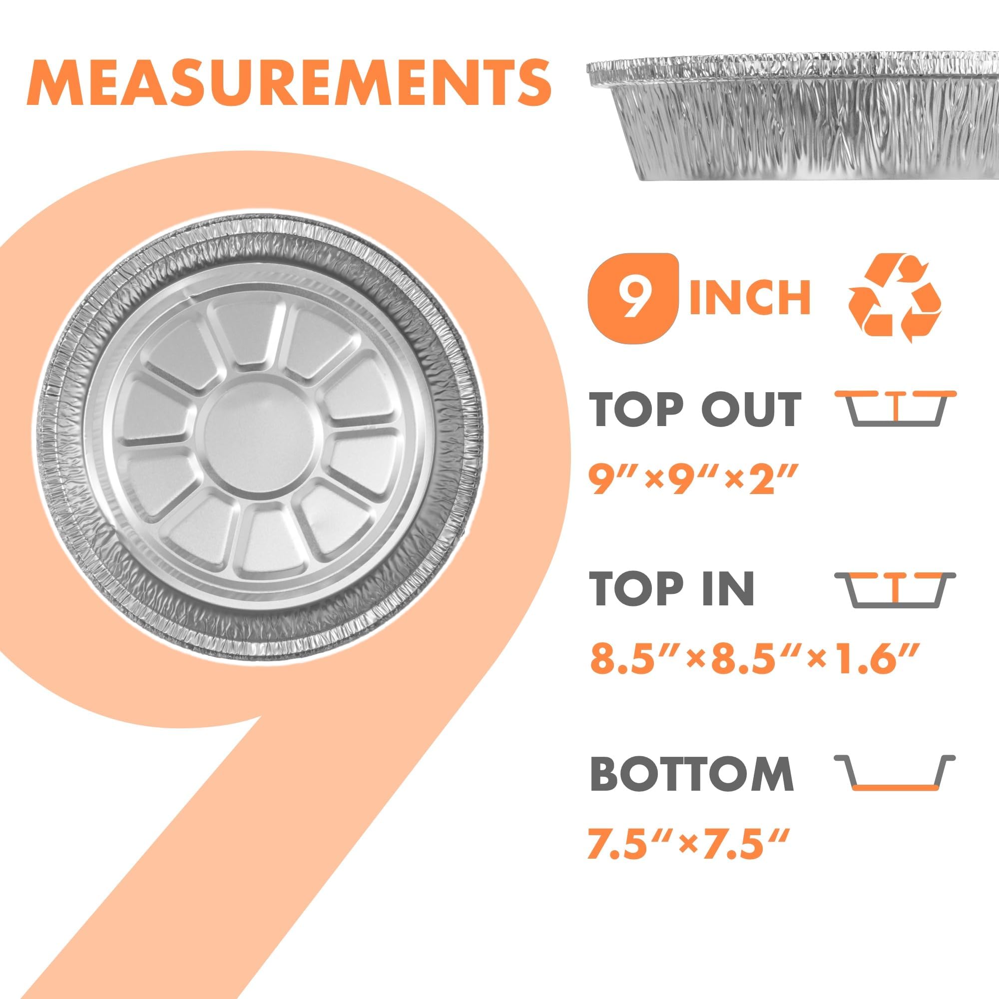CURTA Sartenes redondas de aluminio con tapas transparentes (redondas de 9 pulgadas (paquete de 120)