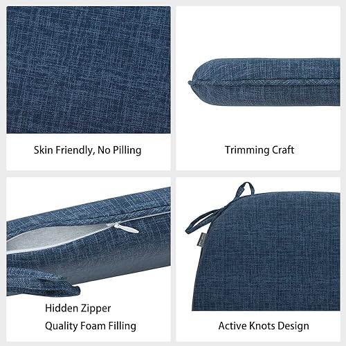 Miniatura 6 de Magpie Fabrics Juego de 2 cojines para sillas de exteriores e interiores de 17 x 16 x 2 pulgadas con lazos, impermeables, en forma de U, decoración