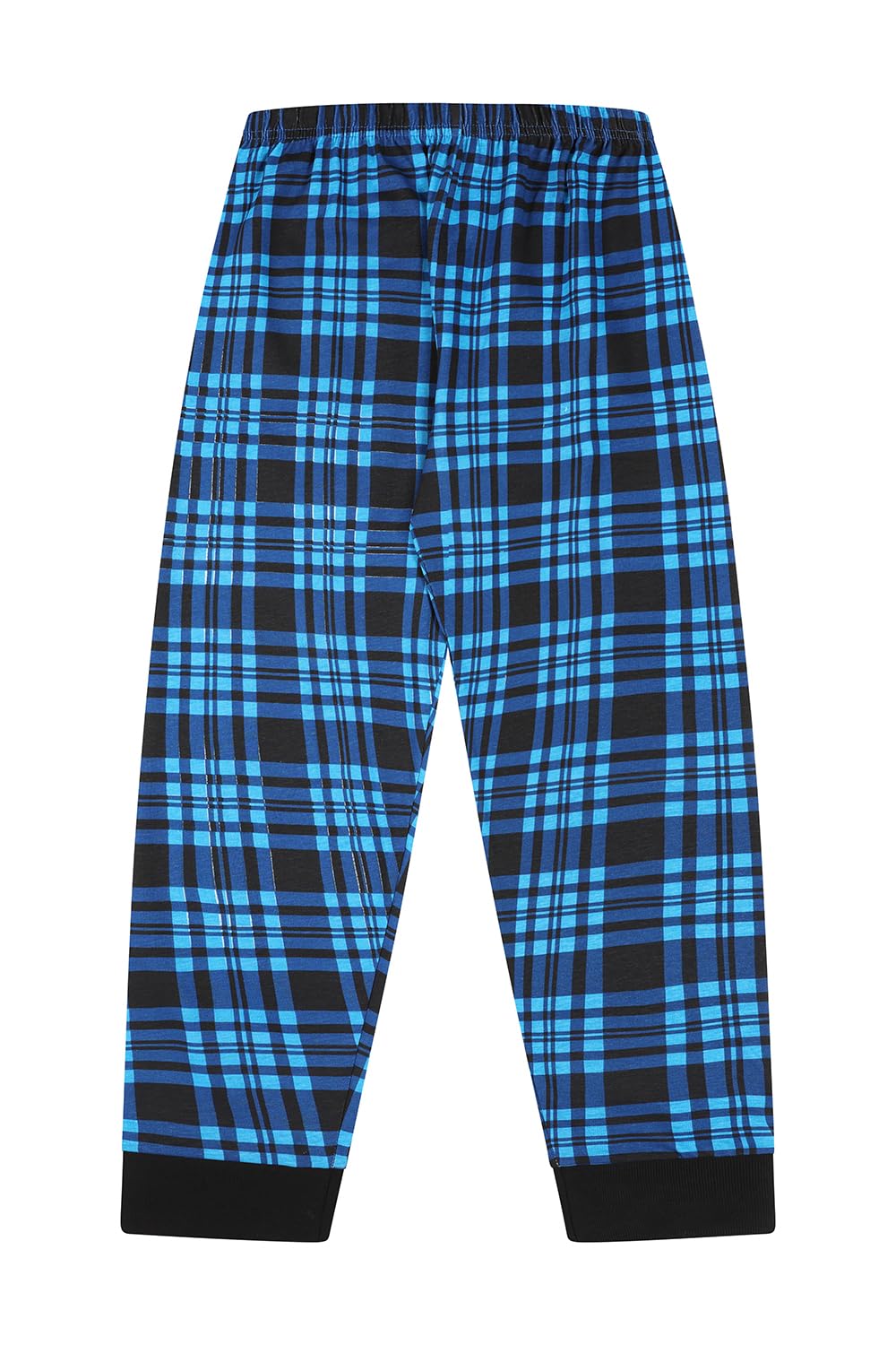 ThePyjamaFactory Pigiama lungo per bambini con tasca a quadri neri e bianchi, neri e rossi, con tasca a quadri, confezione da 3