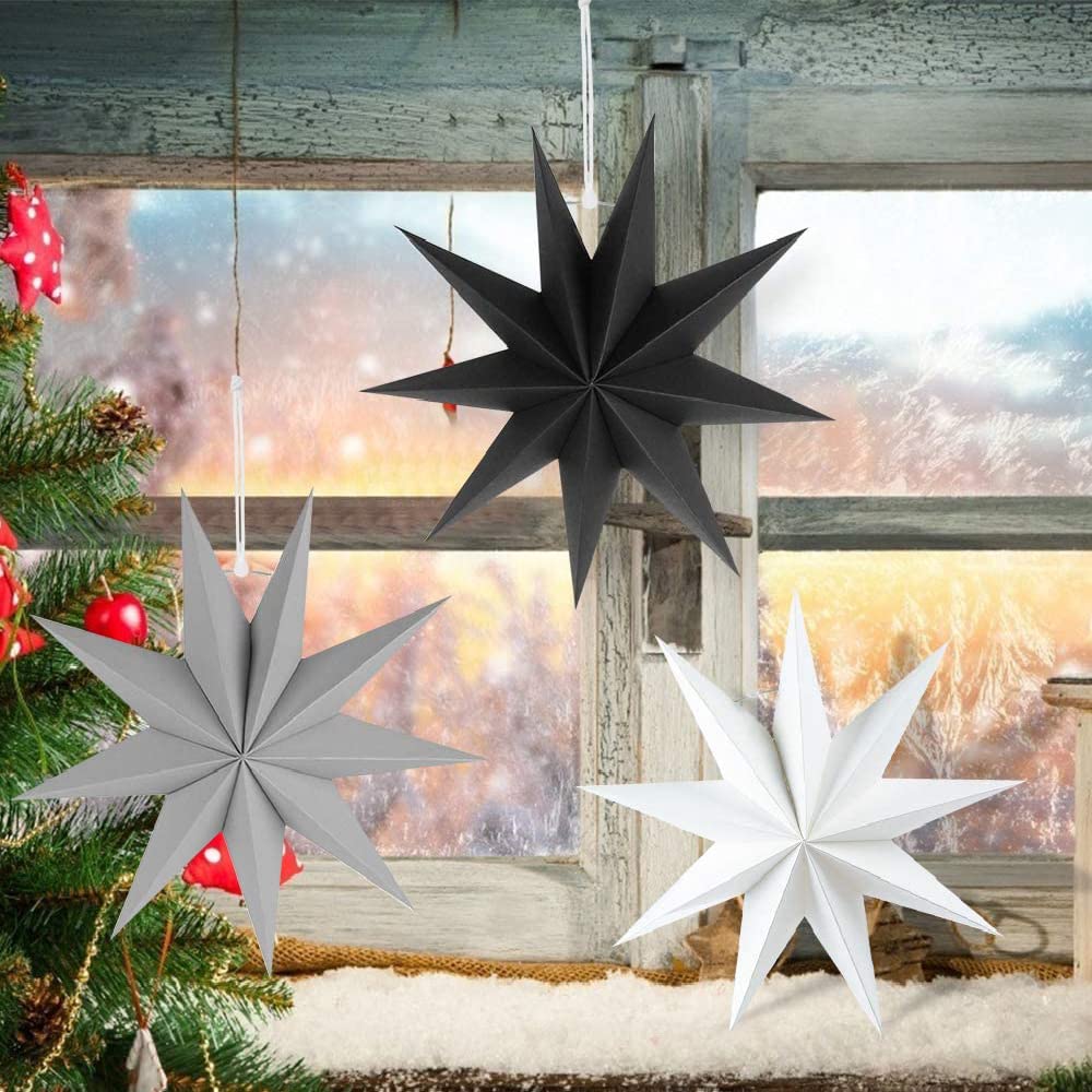 3D-Papiersterne Zum Aufhängen, 30 Cm, Rot – 3 Stück, Faltbar, Für Weihnachten, Hochzeit, Party-Deko