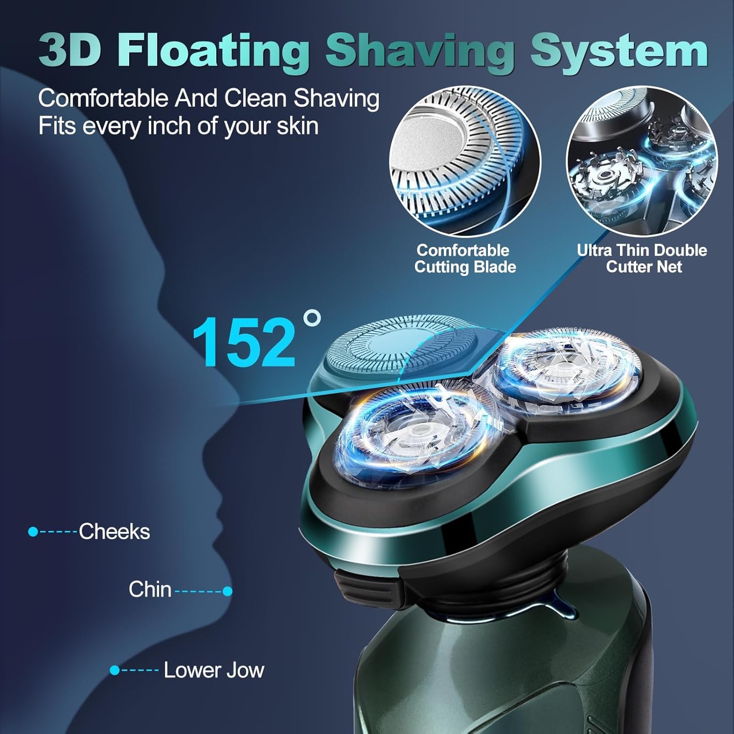 Electric Razor for Men,Mens Razors for Shaving face,LED Display Rechargeable Blades Electric Shavers for Men Floating Head Replaceable Blades, IPX7 Waterproof