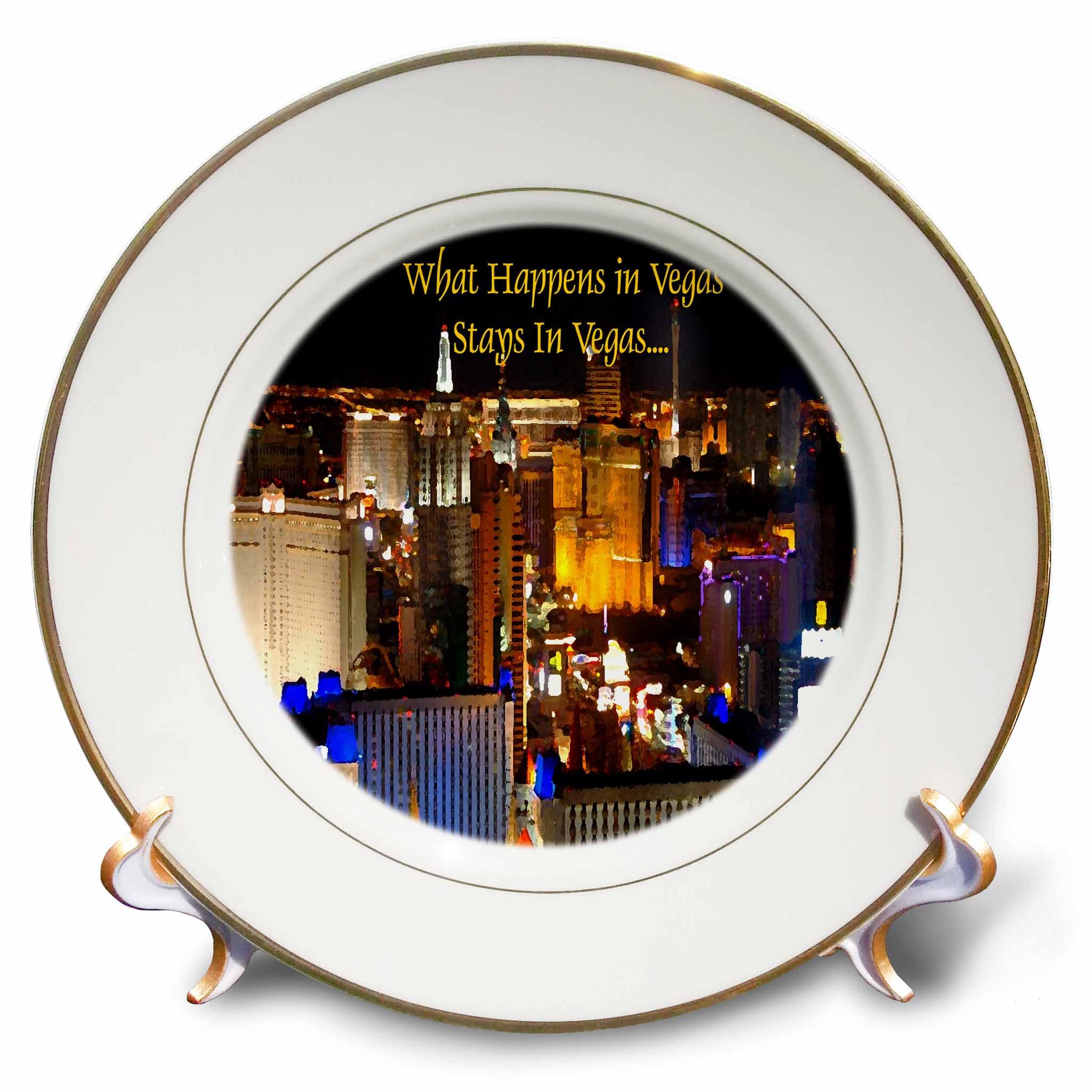 3dRose cp_4398_1 What Happens in Vegas Stays in Vegas Porcelain Plate, 8-Inch