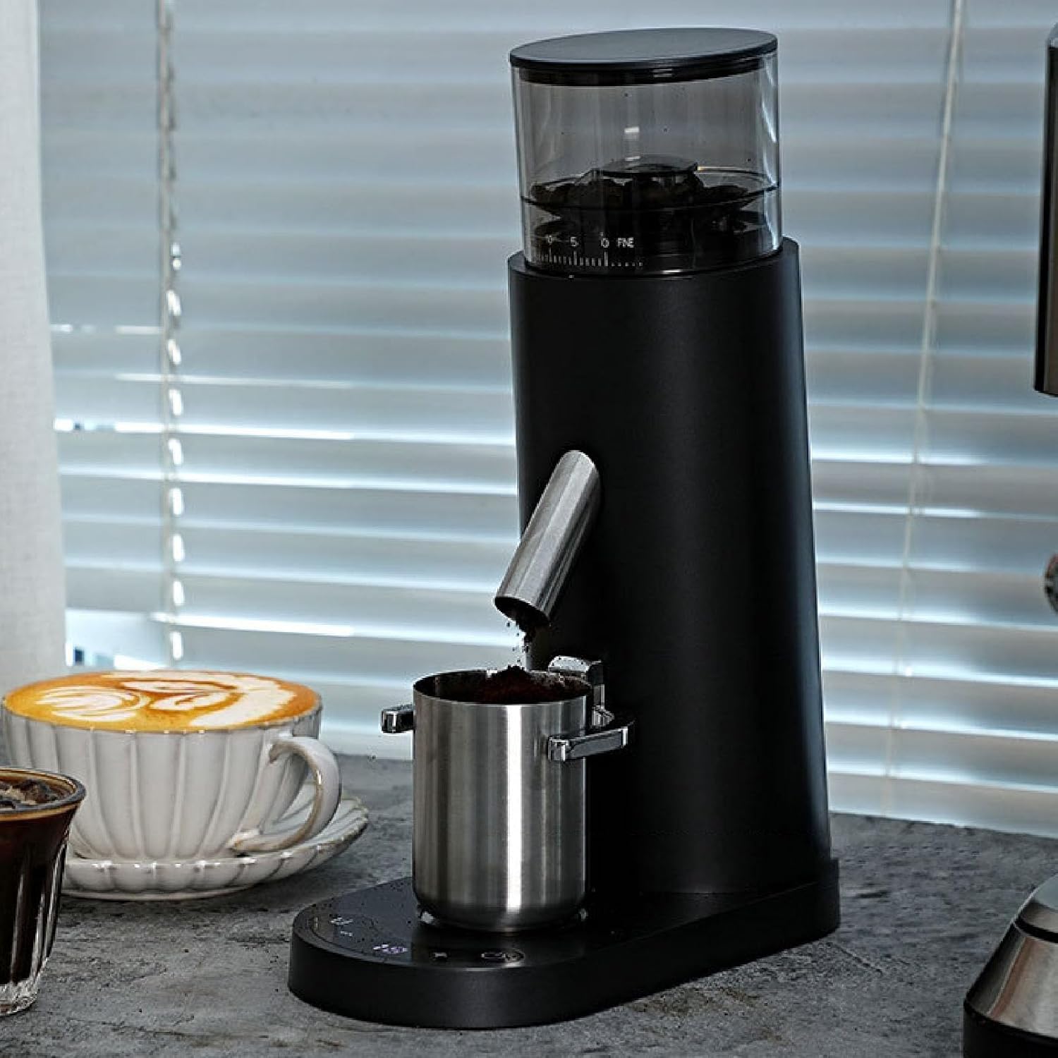 Dpofirs Burr Coffee Grinder, Electric Single Dose Coffee Grinder, with 60 Grind Settings, 80g Capacity, Portafilter Support for Espresso Drip French Press Cold Grind Home Use (685 Black)