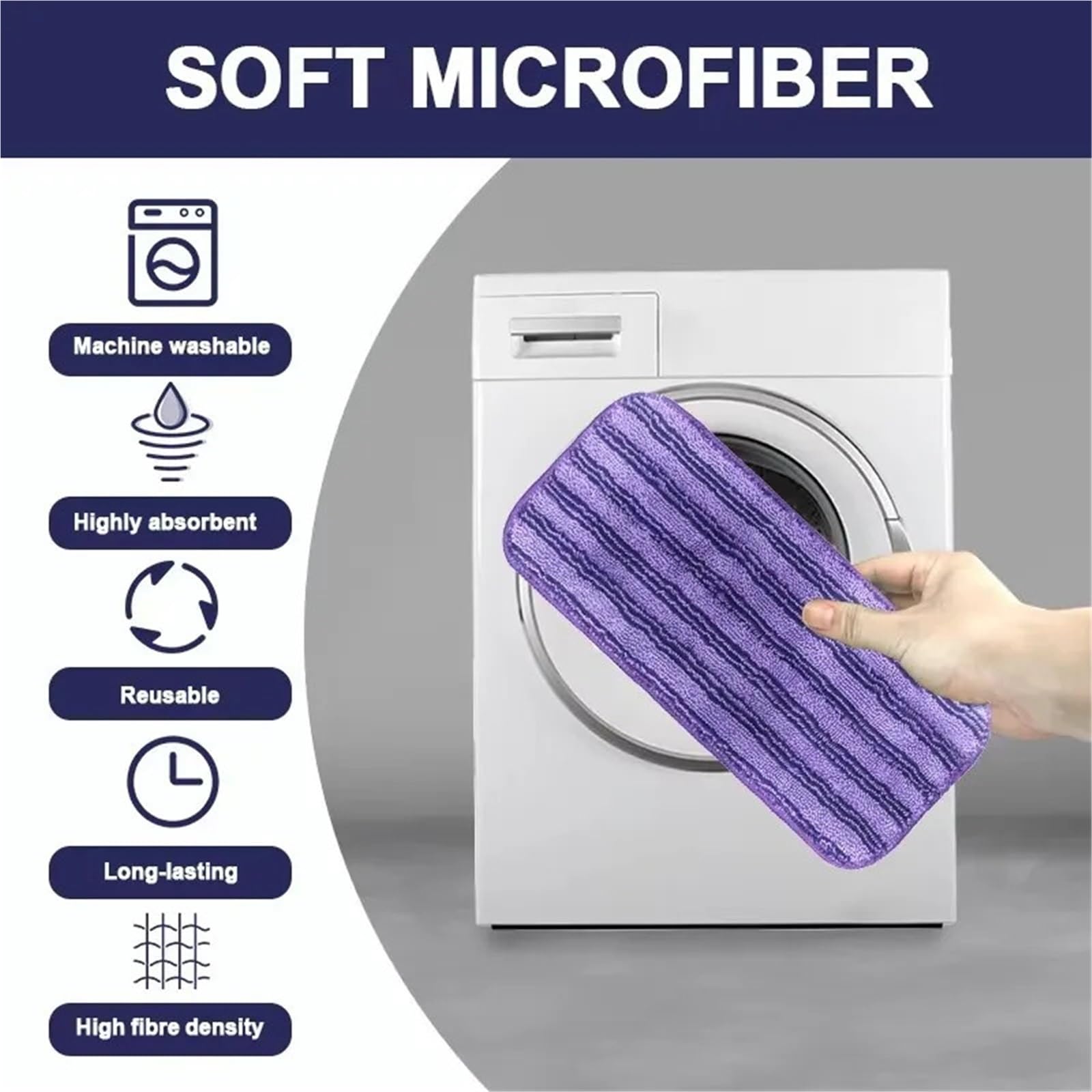 recambios para fregonas Almohadillas de fregona Microfibra Reutilizables for Herramientas Cepillo Limpieza Tela Antipolvo for el hogar(Blue,4PCS)