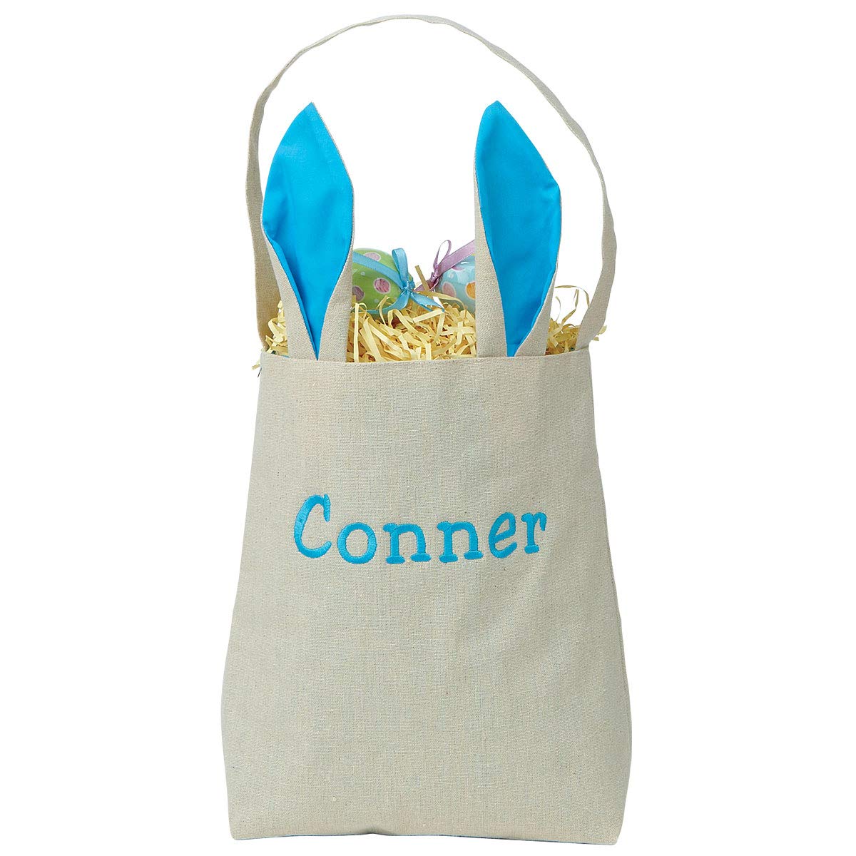 Lillian Vernon Personalized Blue Easter Basket Totes with Bunny Ears - Canvas 4