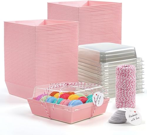 Rocutus Paquete de 100 cajas para tartas, cajas para llevar, cajas de panadería, cajas de embutidos de papel para alimentos, cajas de pastel