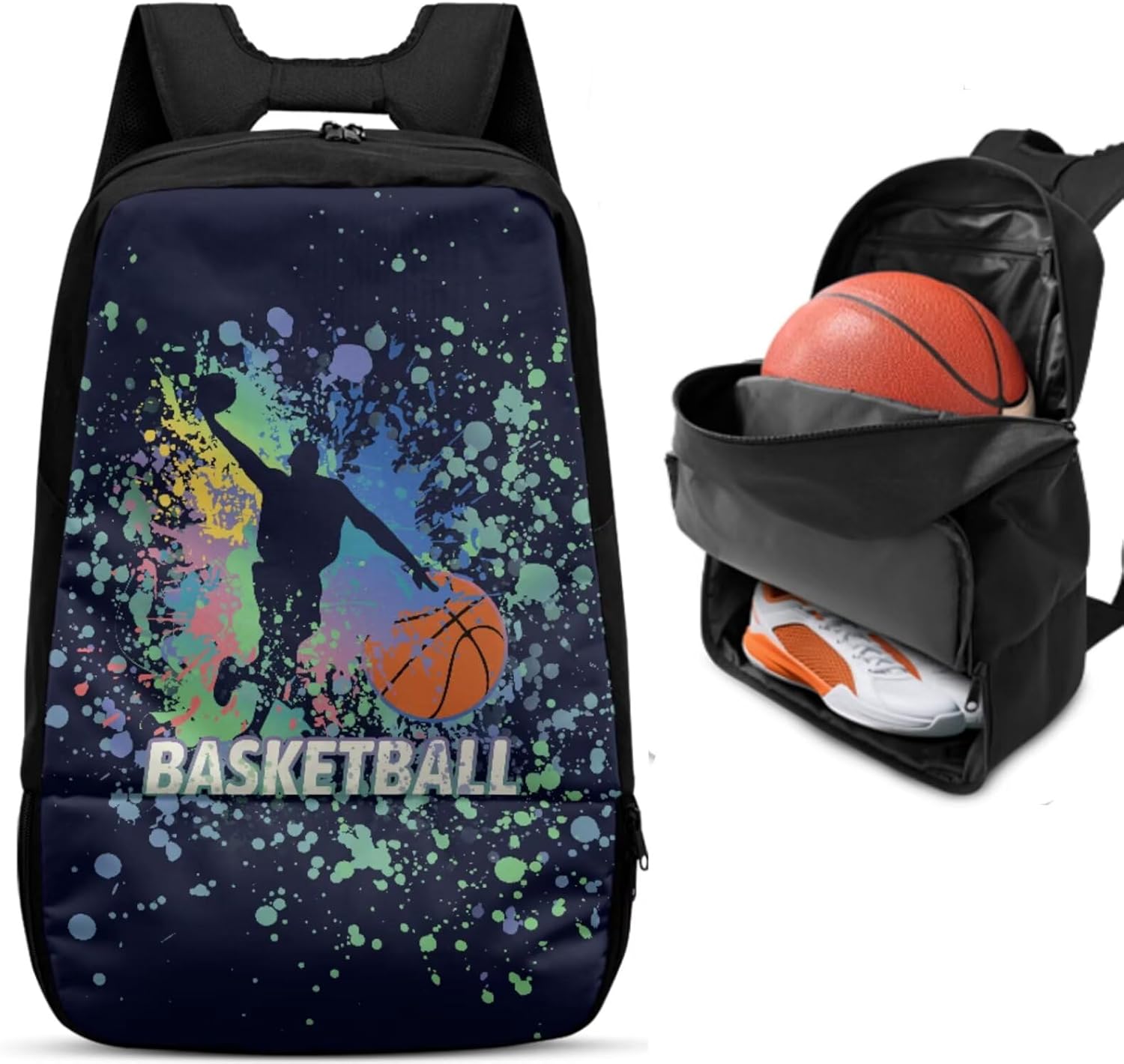 Basketball Backpack With Separate Ball Compartment And Shoes Fit Basketball Volleyball Football