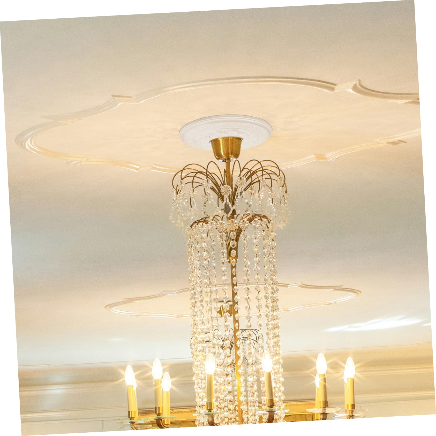 WESIEVYA Vintage Ceiling Medallion 15.59 Inch Round Pu Material Decorative Ceiling Light Medallion for Home and Commercial Lighting Fixtures Easy Installation - Image 3