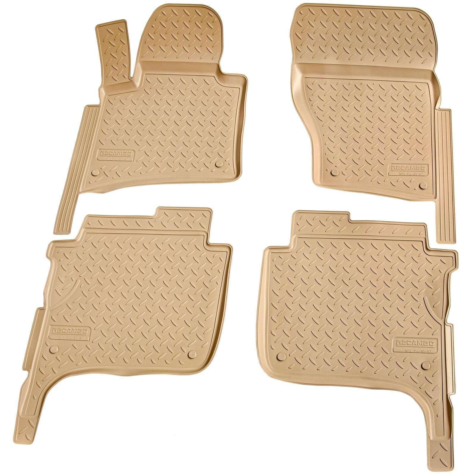 RECAMBO Juego de alfombrillas de goma y bandeja para maletero para VW Touareg II, 7P | 2010 2018 | 4 zonas climáticas automáticas 100 % ajuste perfecto, alfombrillas y maletero de TPE