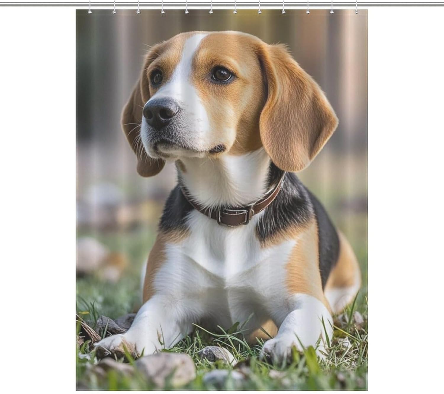 Bathroom Shower Curtain 55x72Inch（140x183cm） Waterproof Fabric Shower Curtains with 12 Hooks Ovely Pet Dog Beagle Bath Curtain for Bathtubs Bathroom Decor