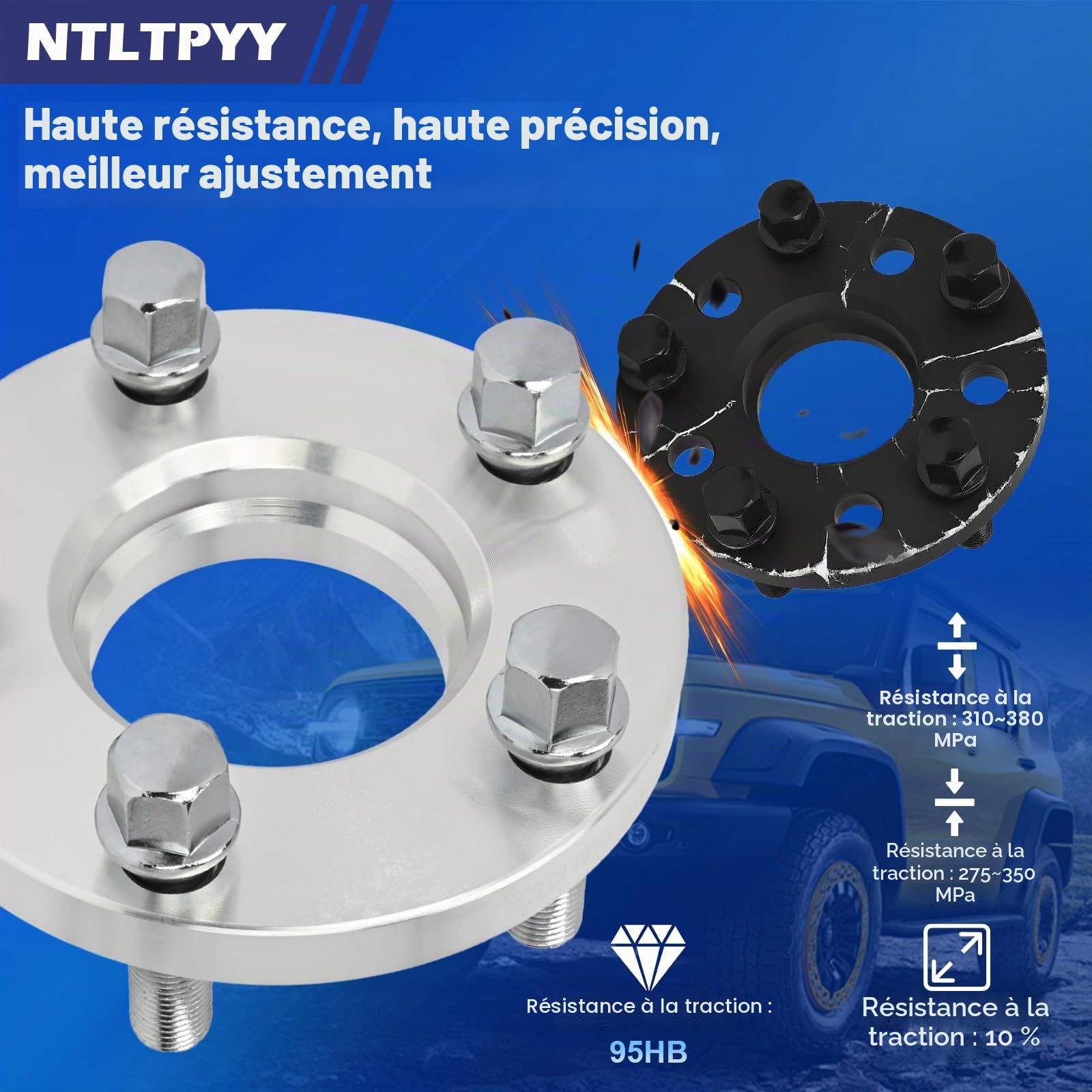 Lot de 4 élargisseurs de voie 5 x 112 mm, 10 mm et 20 mm pour i3 2013-2023 i8 2014-2020, 20 goujons et alésage de moyeu M14 x 1,5 66,5 mm