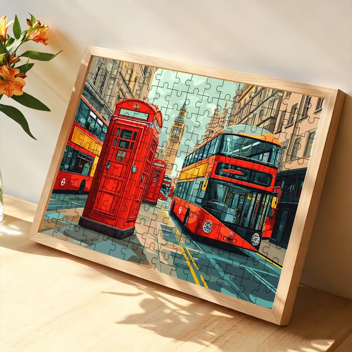 Puzzle 1500 elementów drewnianych dla dorosłych Londyn, samochód puzzle