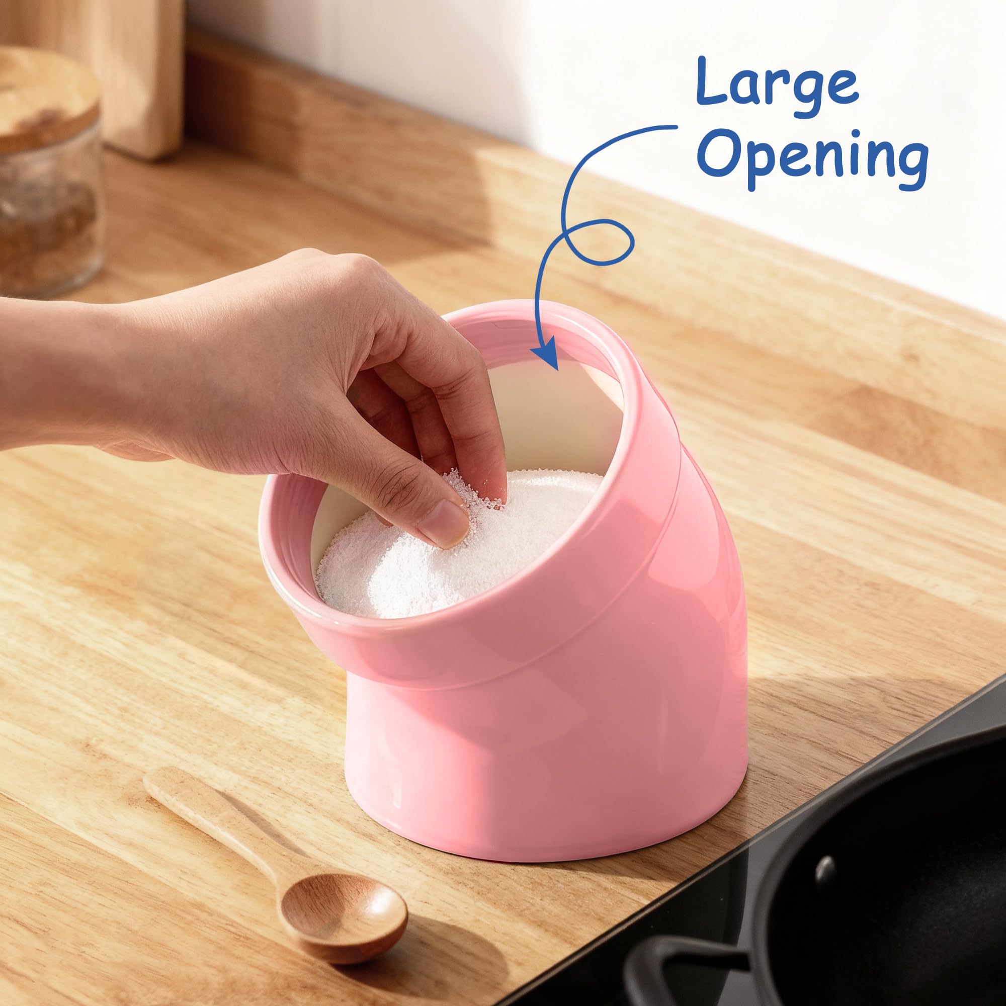 Pink Ceramic Salt Cellar - Dishwasher Safe -5