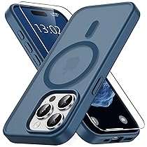 Vansdon Cover Magnetica per iPhone 15 Pro Max con 1 Pezzi Vetro Temperato, Compatibile con Magsafe, Protezione anticaduta di livello militare, Custodia Traslucida Opaca Sottile Antiurto-Blu