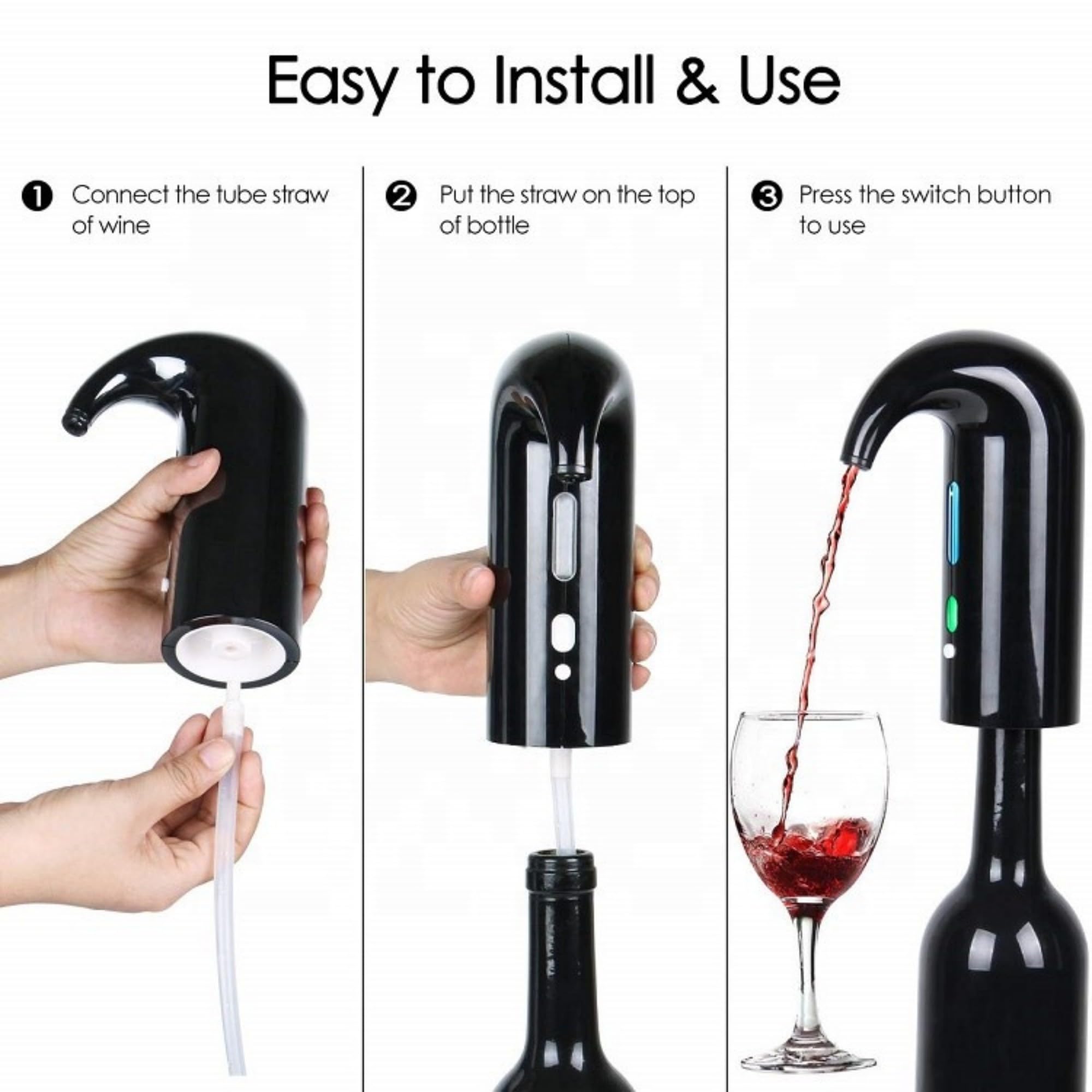 Yomety Aérateur de vin électrique, décanteur de vin électrique, distributeur de vin, accessoires de vin, bec verseur et cadeaux pour les amateurs de vin