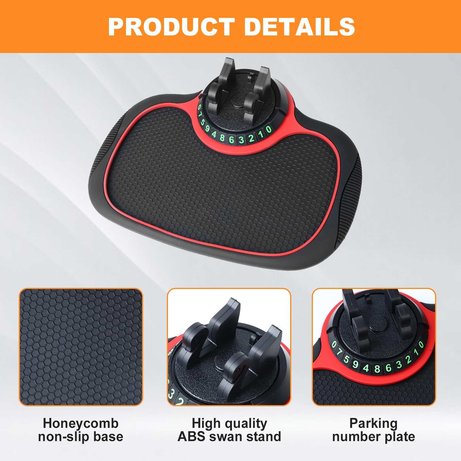 Tappetino antiscivolo multifunzione per auto tappetino per cruscotto del telefono 'auto con Supporto Girevole a 360° e Targa Temporanea per Parcheggio Tappetino Antiscivolo Auto per Cellulare
