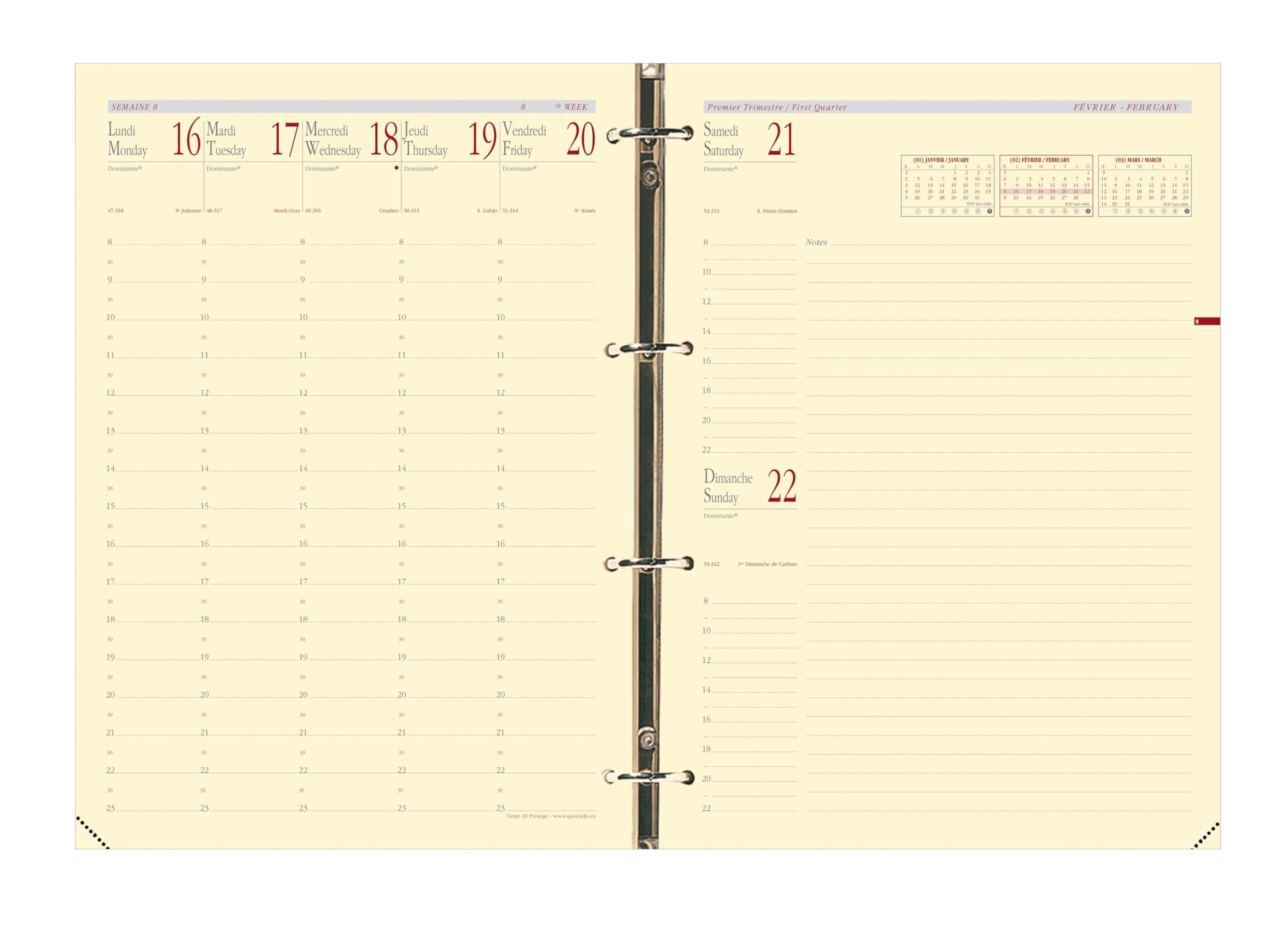 Quo Vadis 2018 Prestige T-Card Office Planner, A4, 16-month