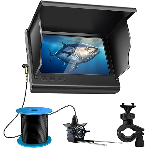 Camera for Fishing Underwater Fishing Camera with 100ft Cable,4.3 Inch IPS Display,Infrared Night Vision,220° Wide Angle IP67 Waterproof,1080P HD Imaging for Ice, River and Lake Boat Kayak Fishing
