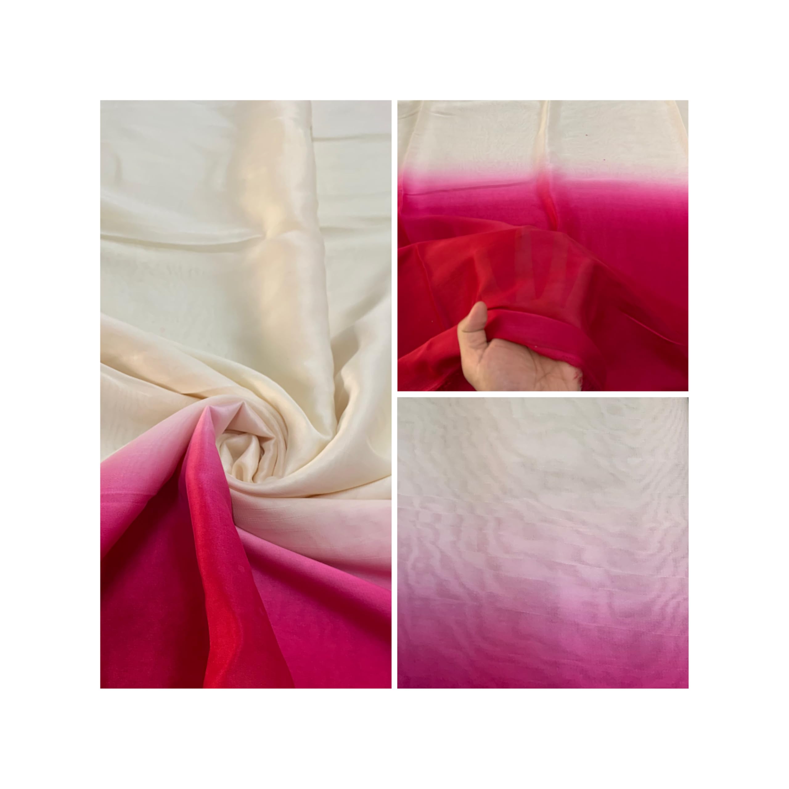Shaded Silk Crepe Fabric | Unstitched Dress Material for Women | Length:- 2/4/6 Meter & Width:- 44 Inch | 70% Off White Tone + 30% Coloured Tone (Crepe Rani, 4 Meter)-picture-51