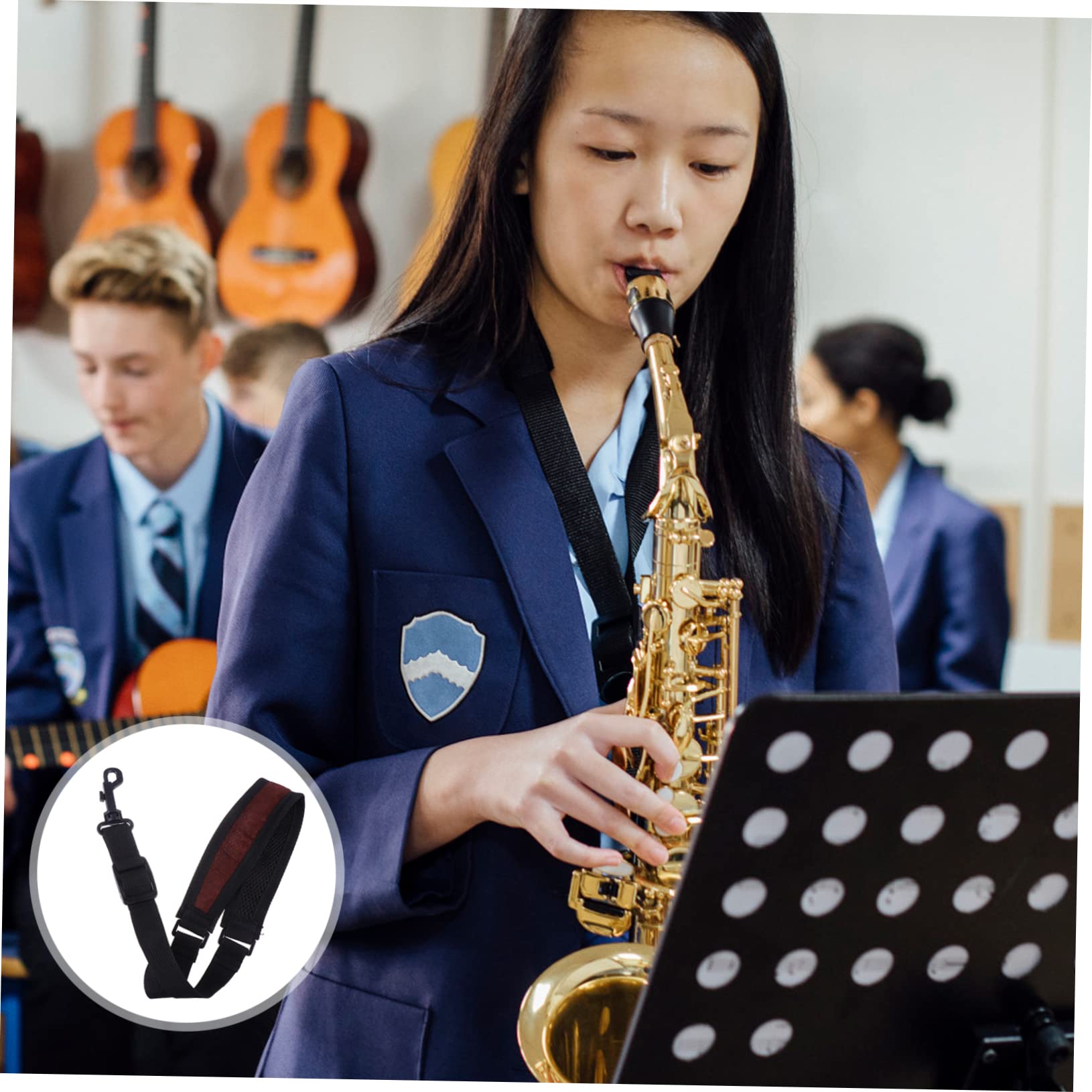 OFFSCH Padded Saxophone Neck Strap Comfortable Shoulder Strap Hook for Sax Harness