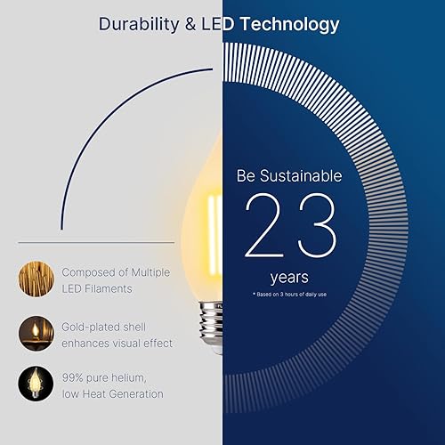 Miniatura 3 de FLSNT Bombillas LED para candelabro CA11 E26, bombillas LED regulables, equivalente a 40 W, luz blanca cálida de 2200 K, 330 lm, acabado de vidrio