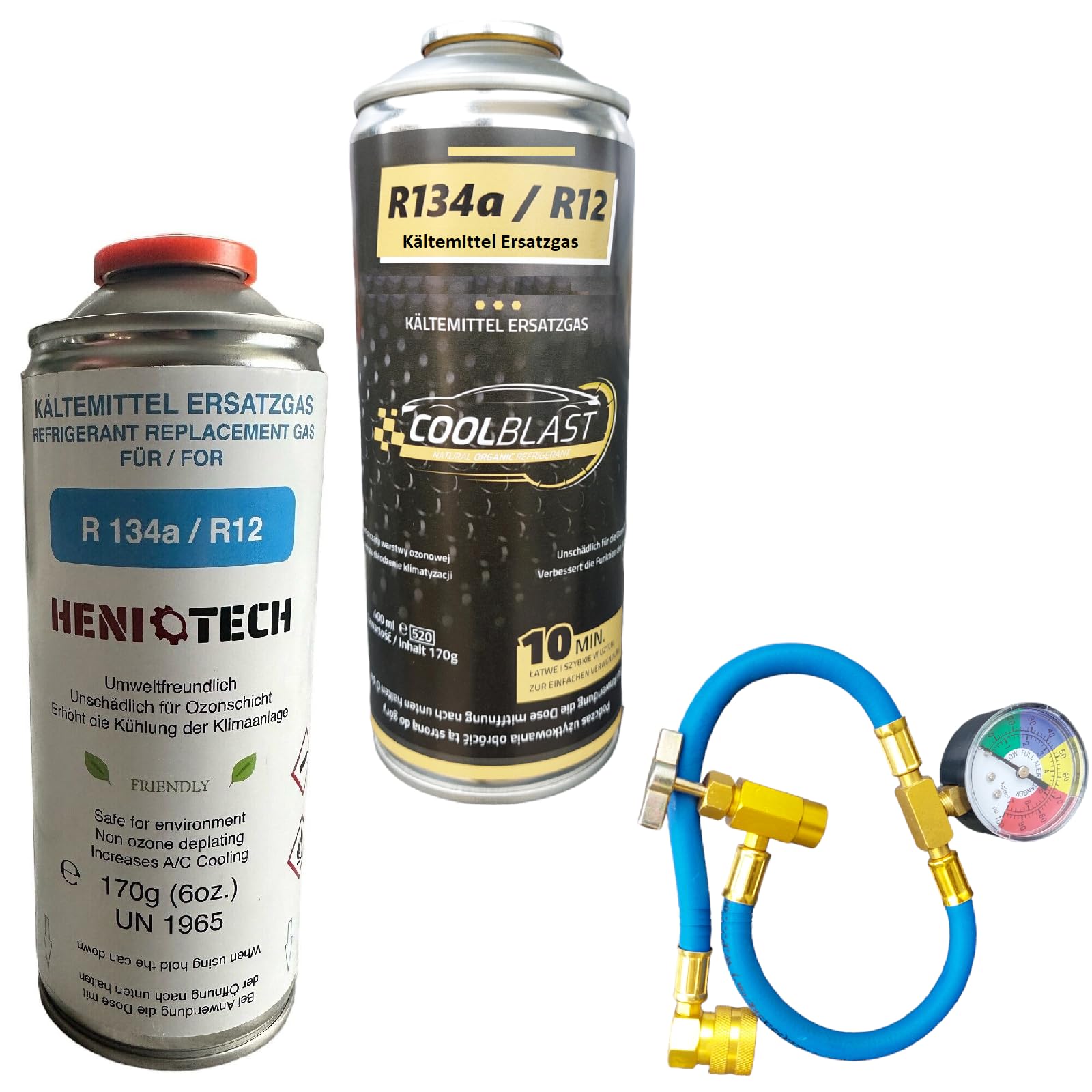 Kältemittel 12 Dosen ALASKA Gas 12x280g - Kältemittel Für Auto-Klimaanlagen, Professionelle Qualität R134a Ersatz