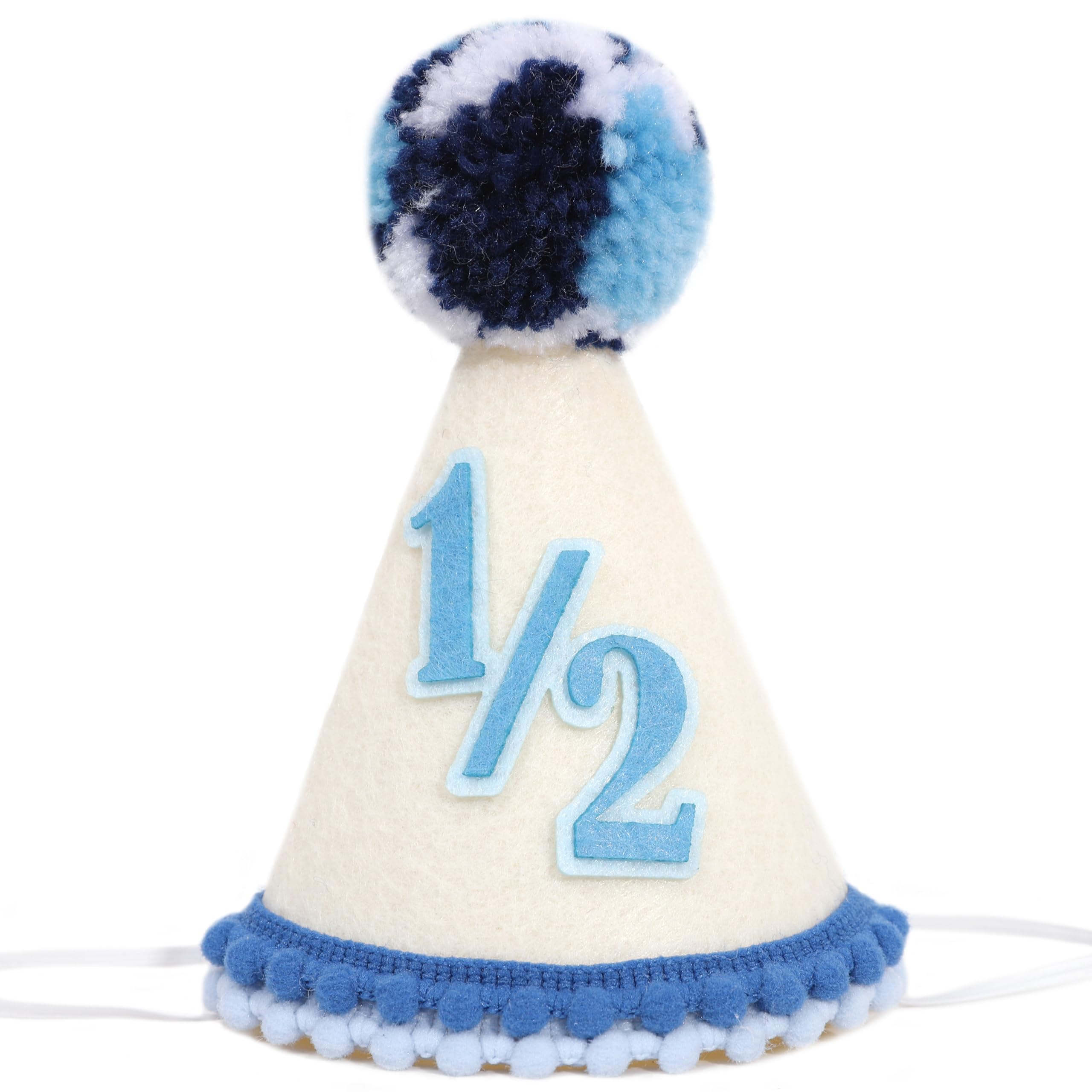 WAOUH Half Birthday Hat for Baby Party - Blue 1/2 Birthday Decorations For Photo,1/2 Birthday Hat,Boy Girl First Birthday Hat,Best 6 Month Birthday