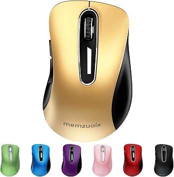memzuoix Wireless Mouse, 2.4GHz with USB Receiver, 1200 DPI Optical Tracking, 5 Buttons,Ambidextrous PC/Mac/Laptop - Red Gold