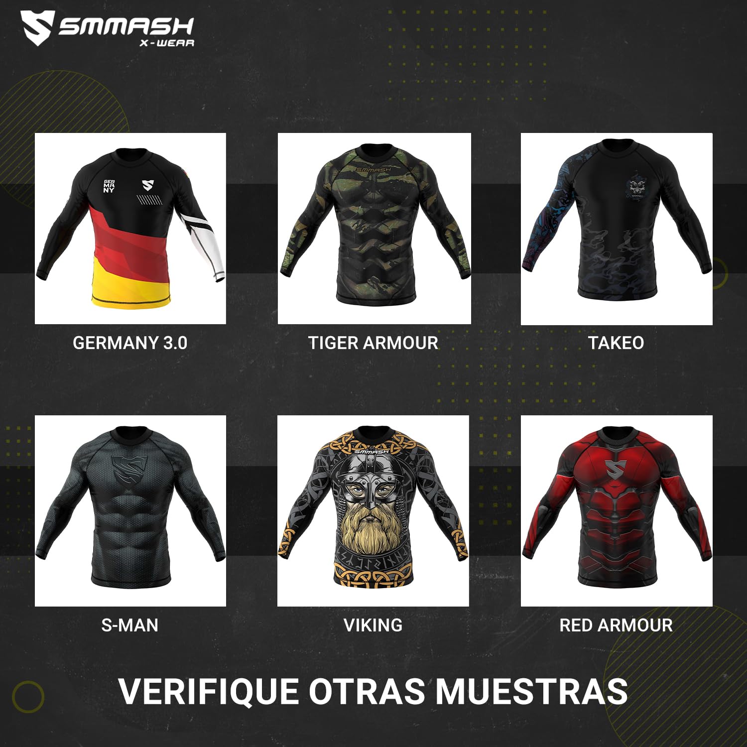SMMASH Maori Rashguard Hombre Manga Larga, Camisetas Hombre para MMA, Artes Marciales, Krav Maga, BJJ, K1, Karate, Material Transpirable y Antibacteriano