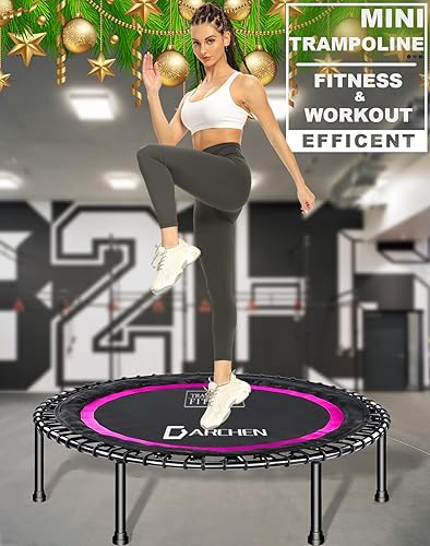 Miniatura 4 de DARCHEN - Mini trampolín para adultos, 450 libras para interiores, para entrenamiento, fitness da un rebote silencioso y seguro 40 pulgadas