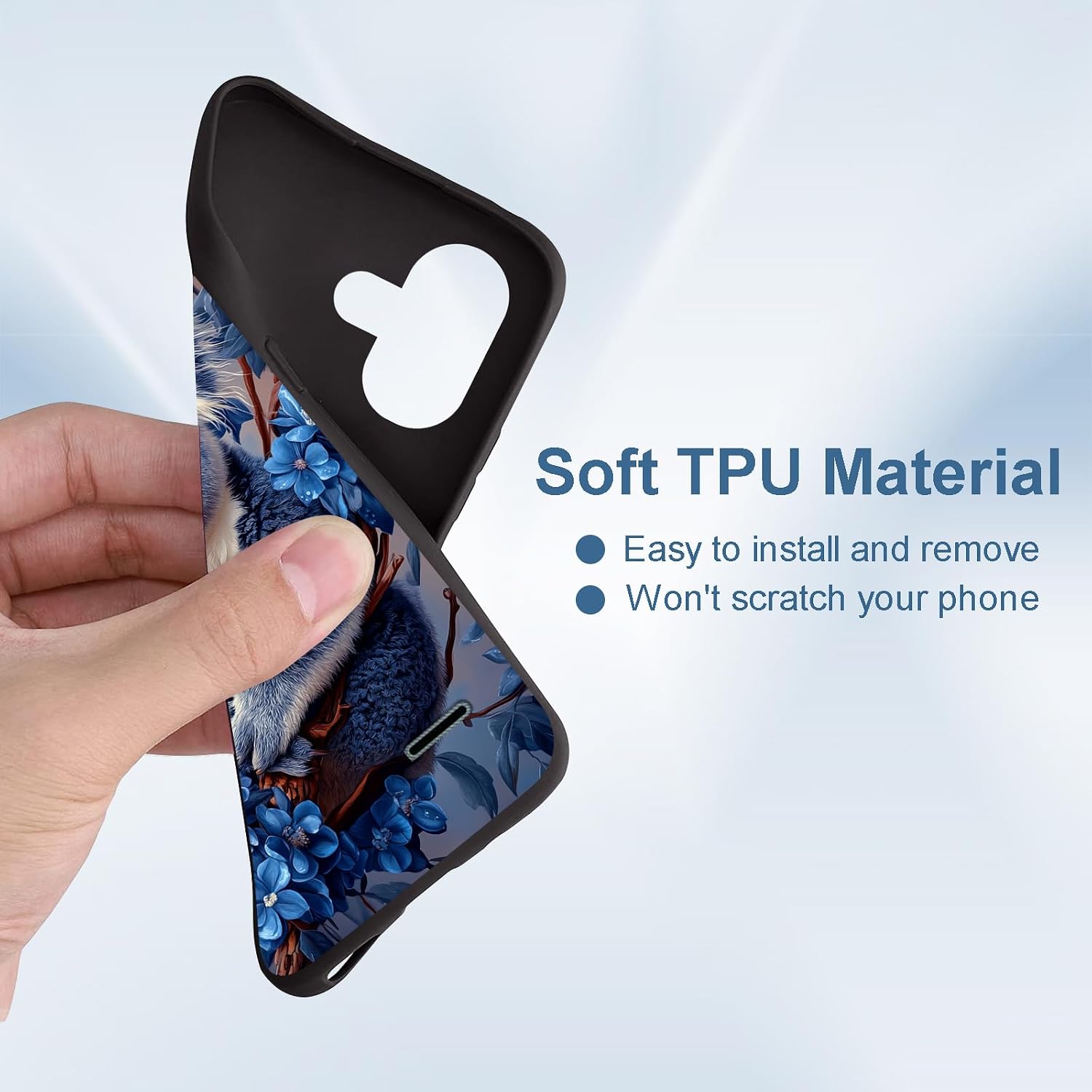 for iPhone 17 Case, Soft TPU Shockproof Full Body Protection Phone Cover 6.1" for iPhone 17, Lightweight Phone Case Compatible Wireless Charging, Blue Flower Koala